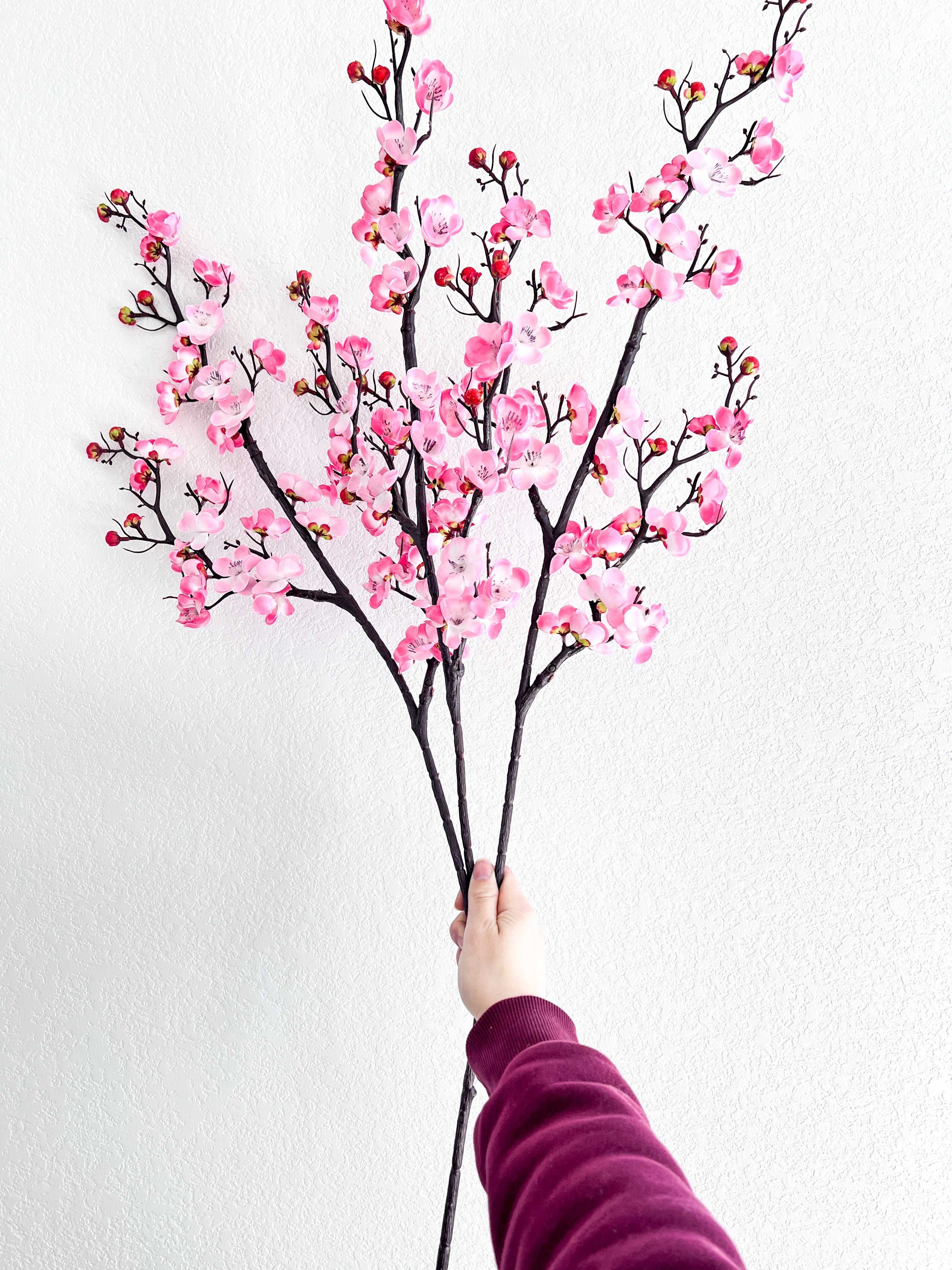 Faux Pink Cherry Plum Stem (Pack of 3 Stems)