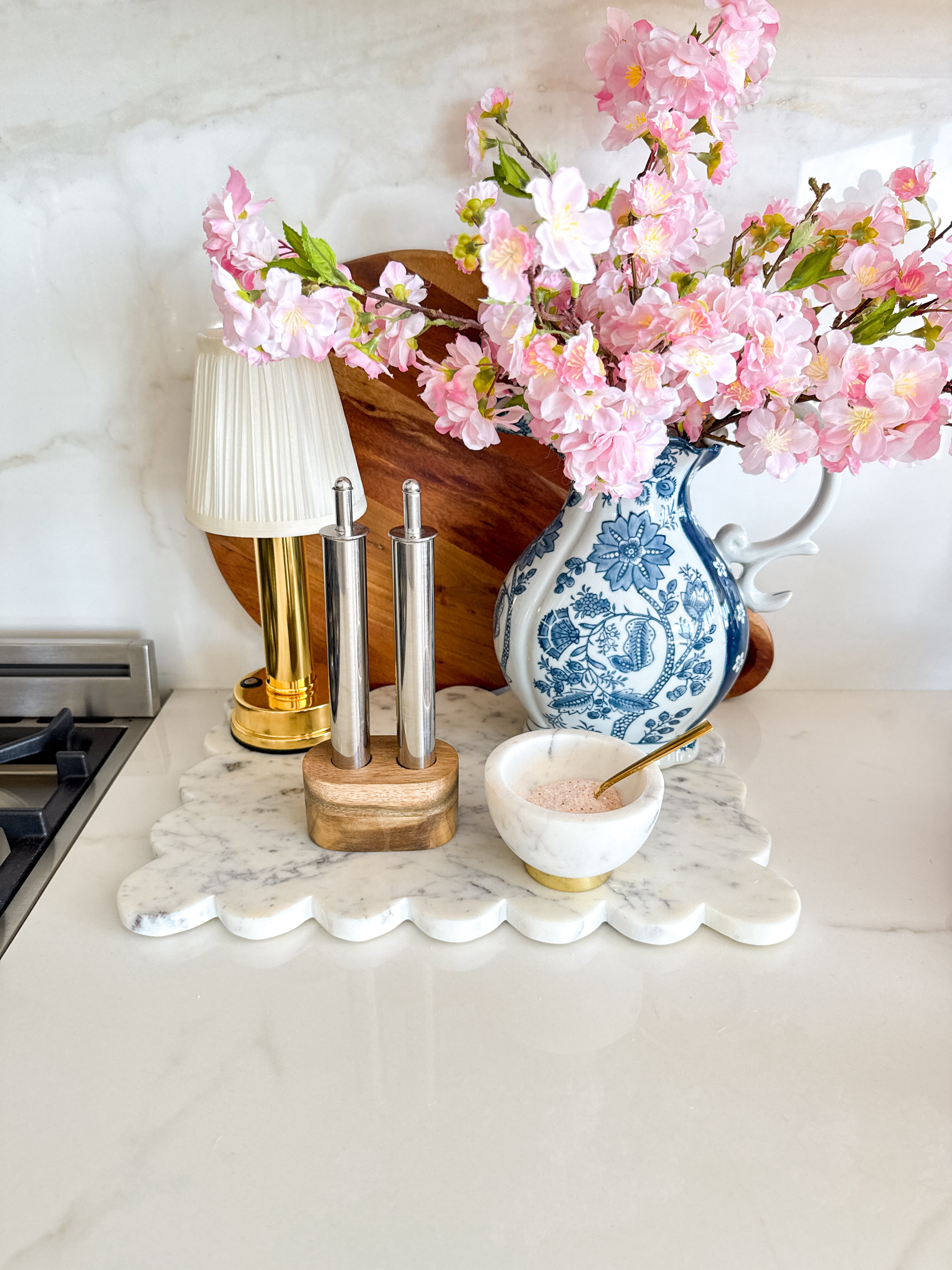 Stainless Steel Olive Oil Dispenser with Wood Stand Set | HTS DECOR