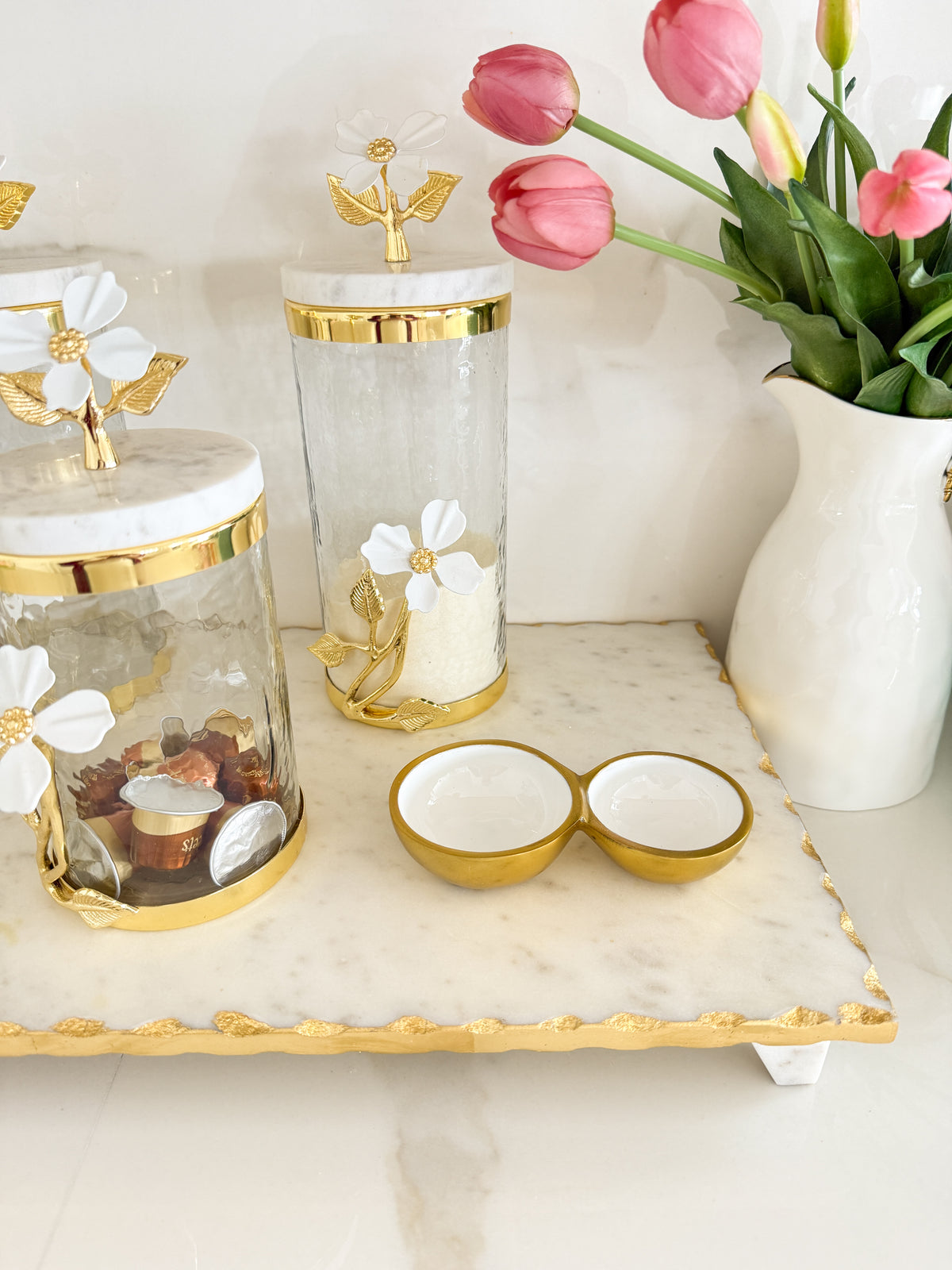 White and Gold Gold Spoon Rest | HTS DECOR