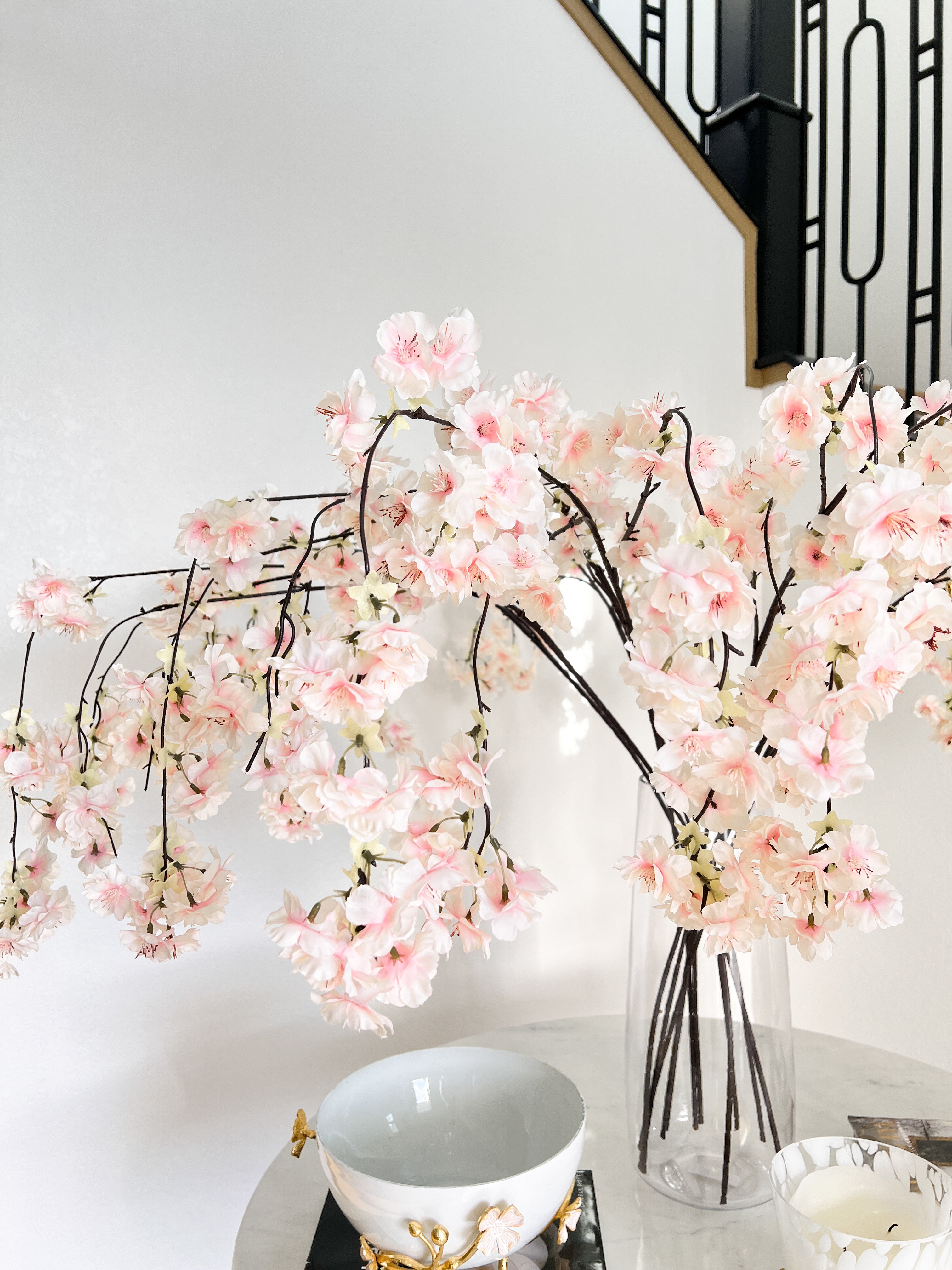 Faux Light Pink Hanging Cherry Blossom (Pack of 3 Stems)