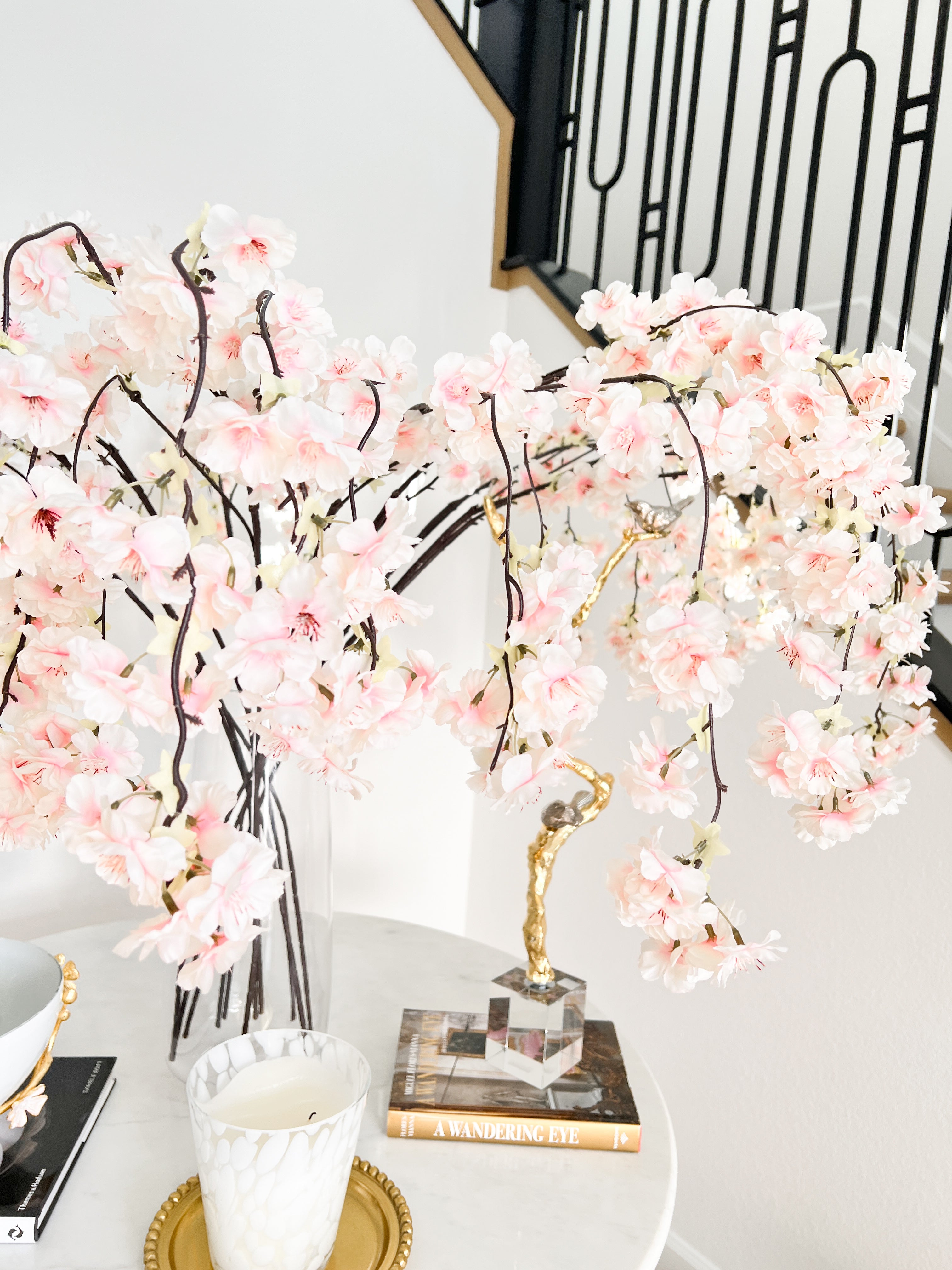 Faux Light Pink Hanging Cherry Blossom (Pack of 3 Stems)