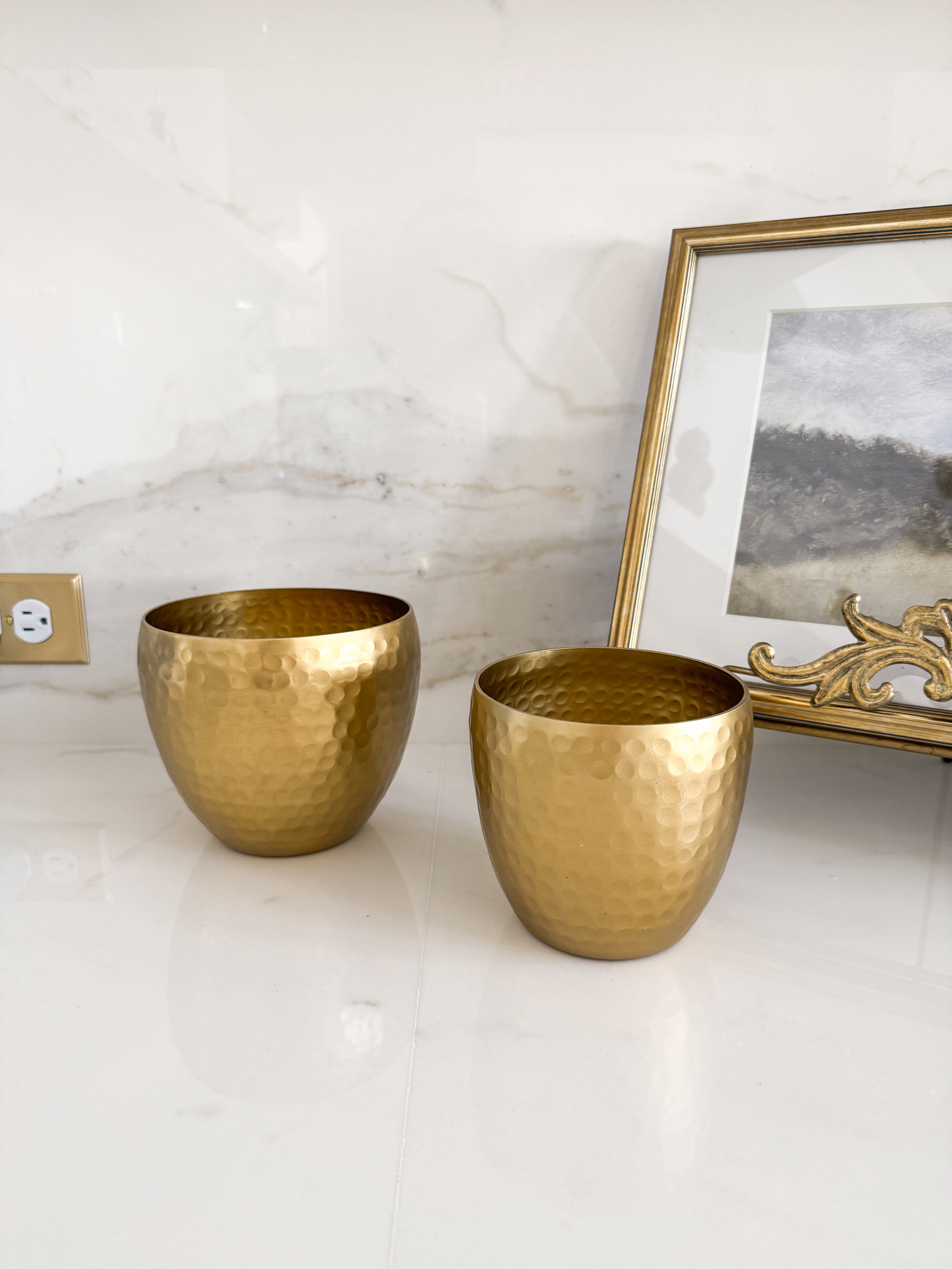 Gold Hammered Makeup Holder (Set of 2)