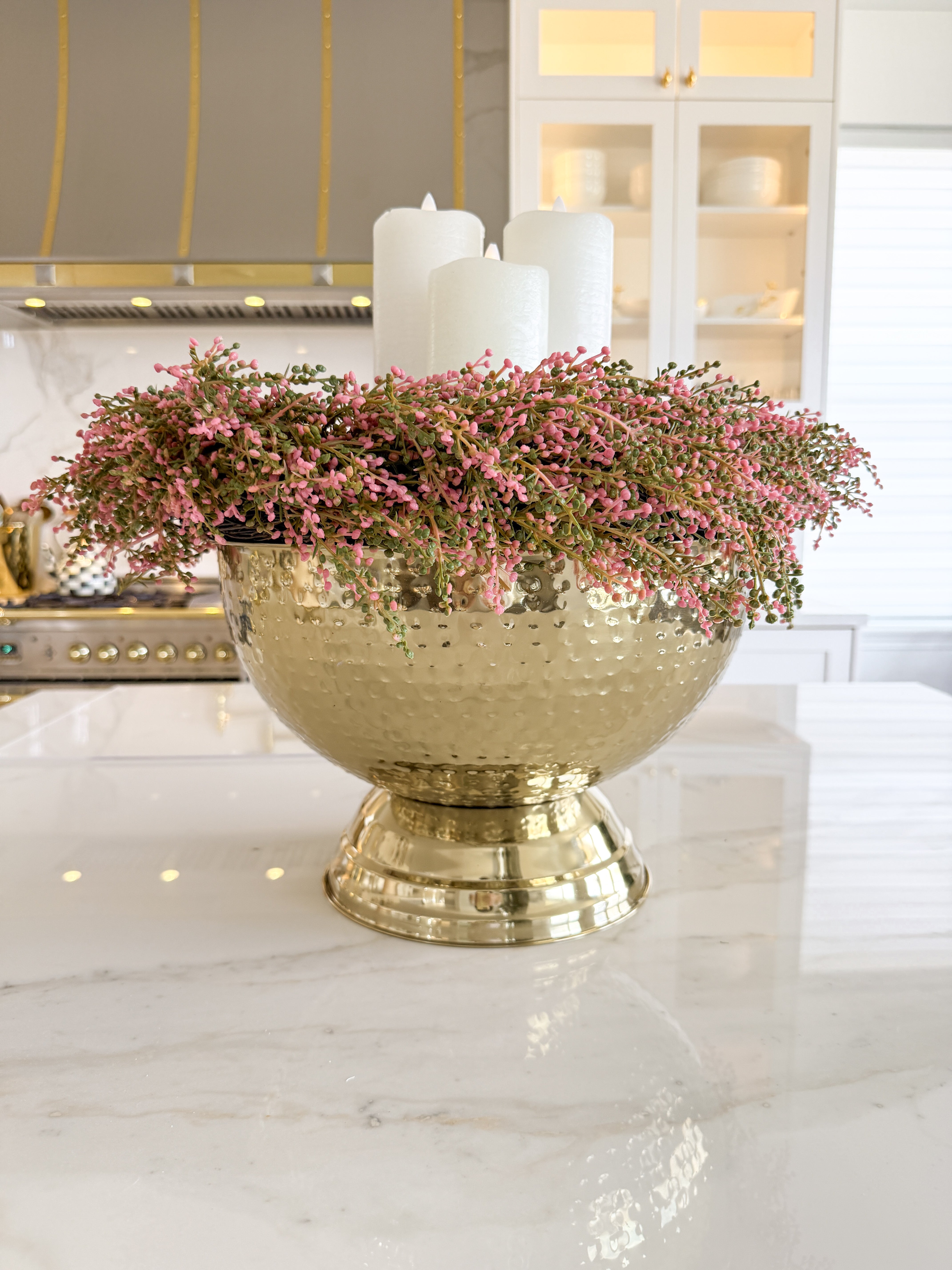Gold Hammered Footed Bowl