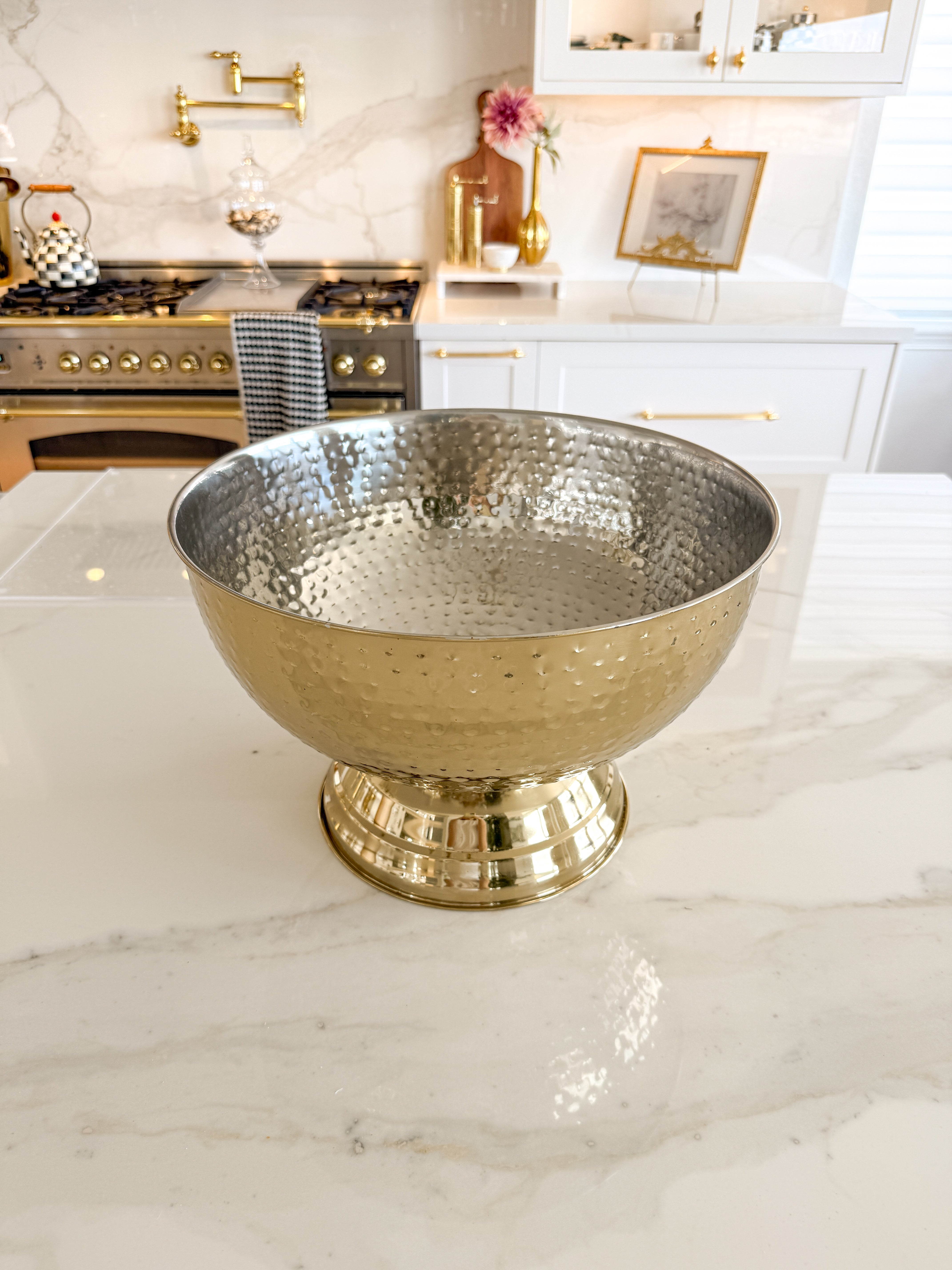 Gold Hammered Footed Bowl