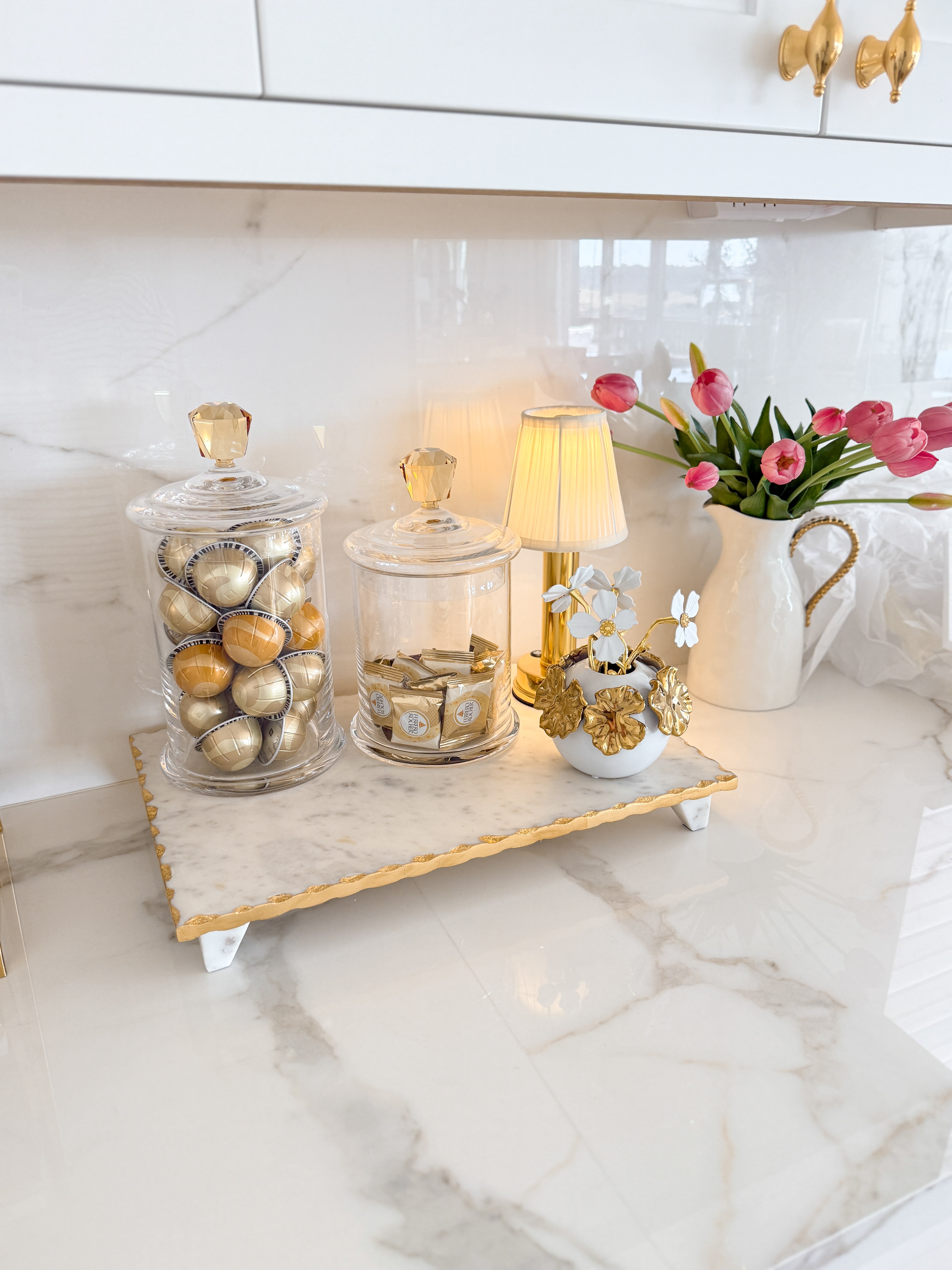 Glass Canister with Amber Crystal Diamond Knob