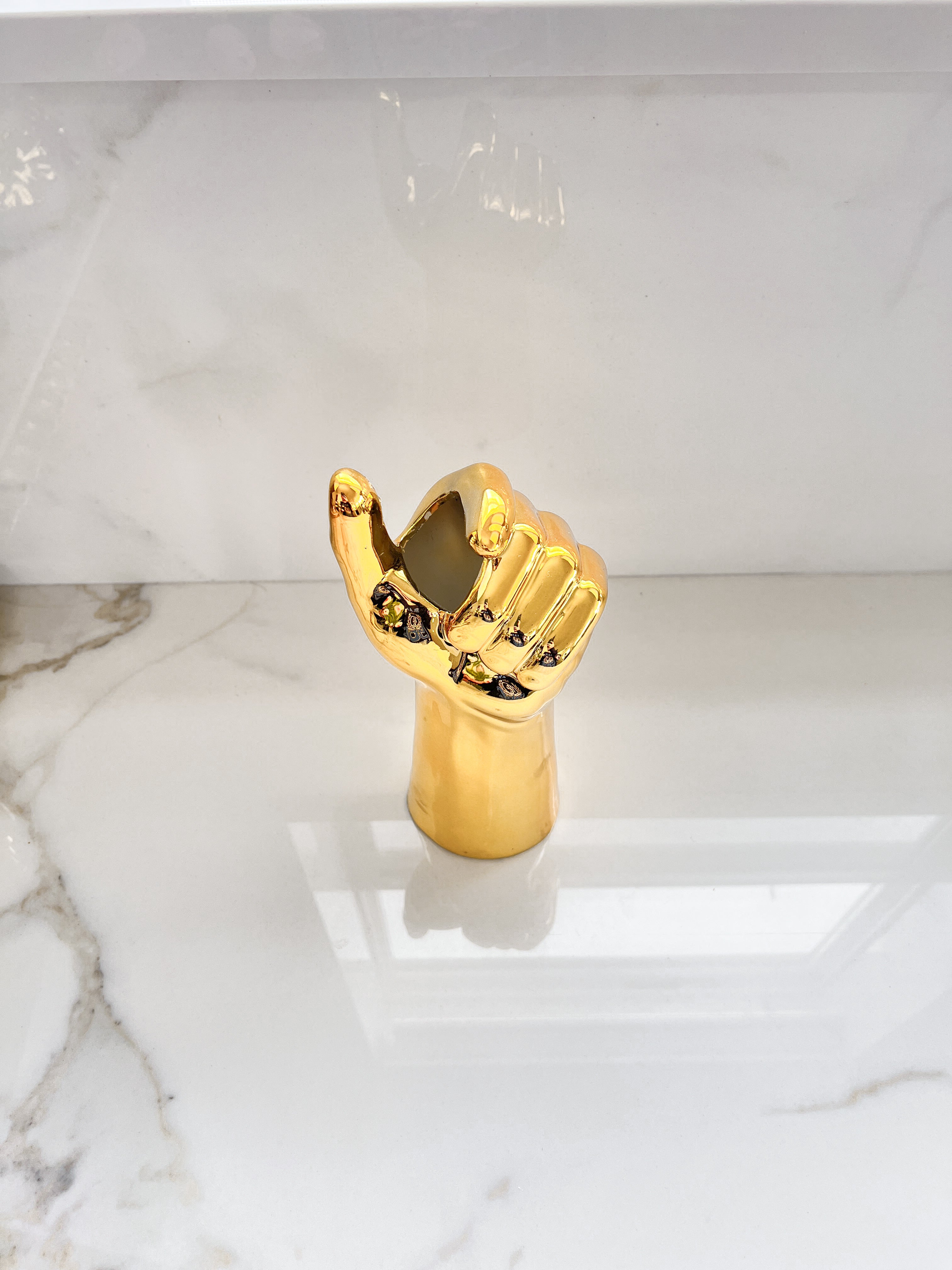 Gold Hand Sculpture Bud Vase