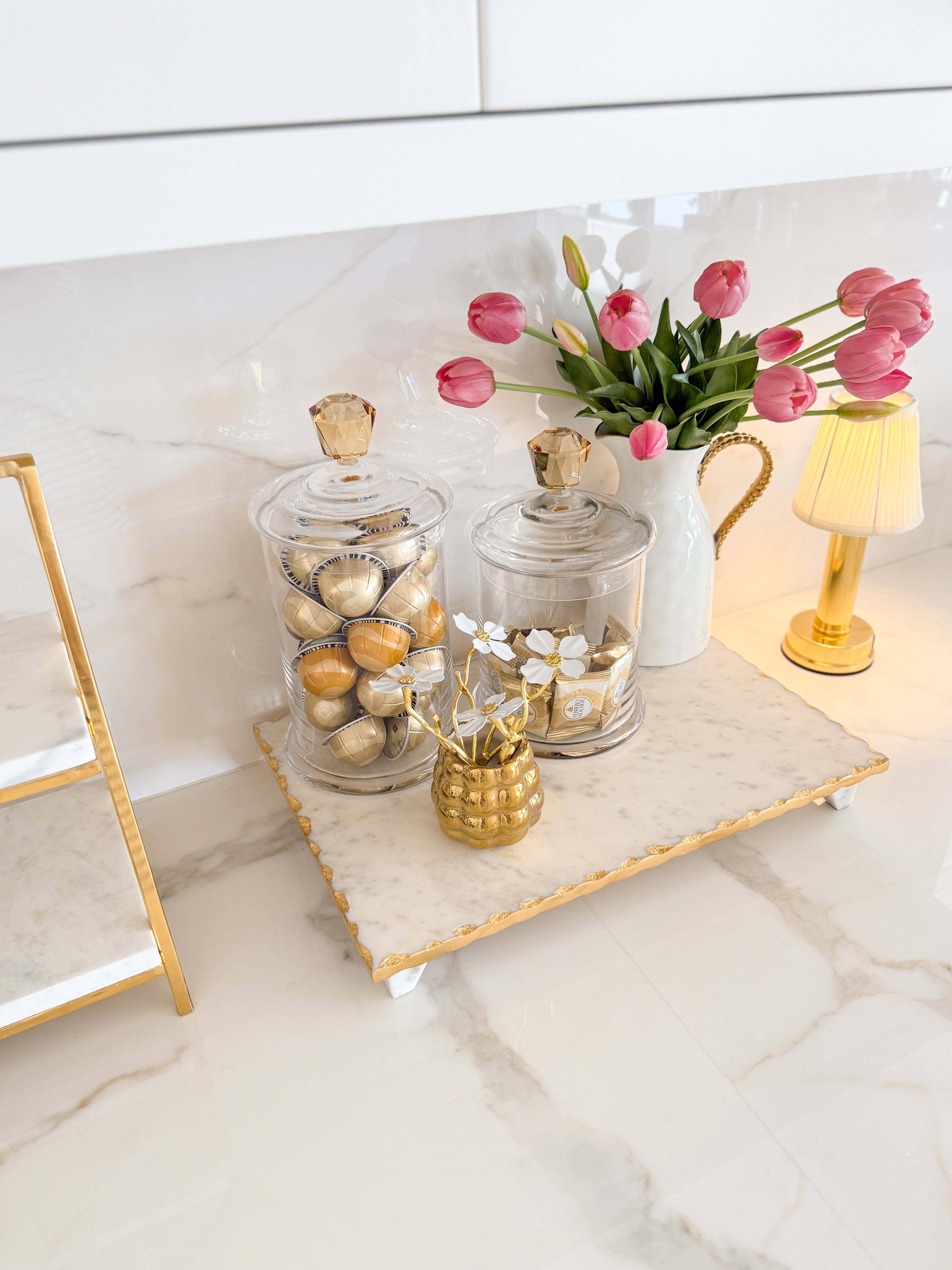 Glass Canister with Amber Crystal Diamond Knob
