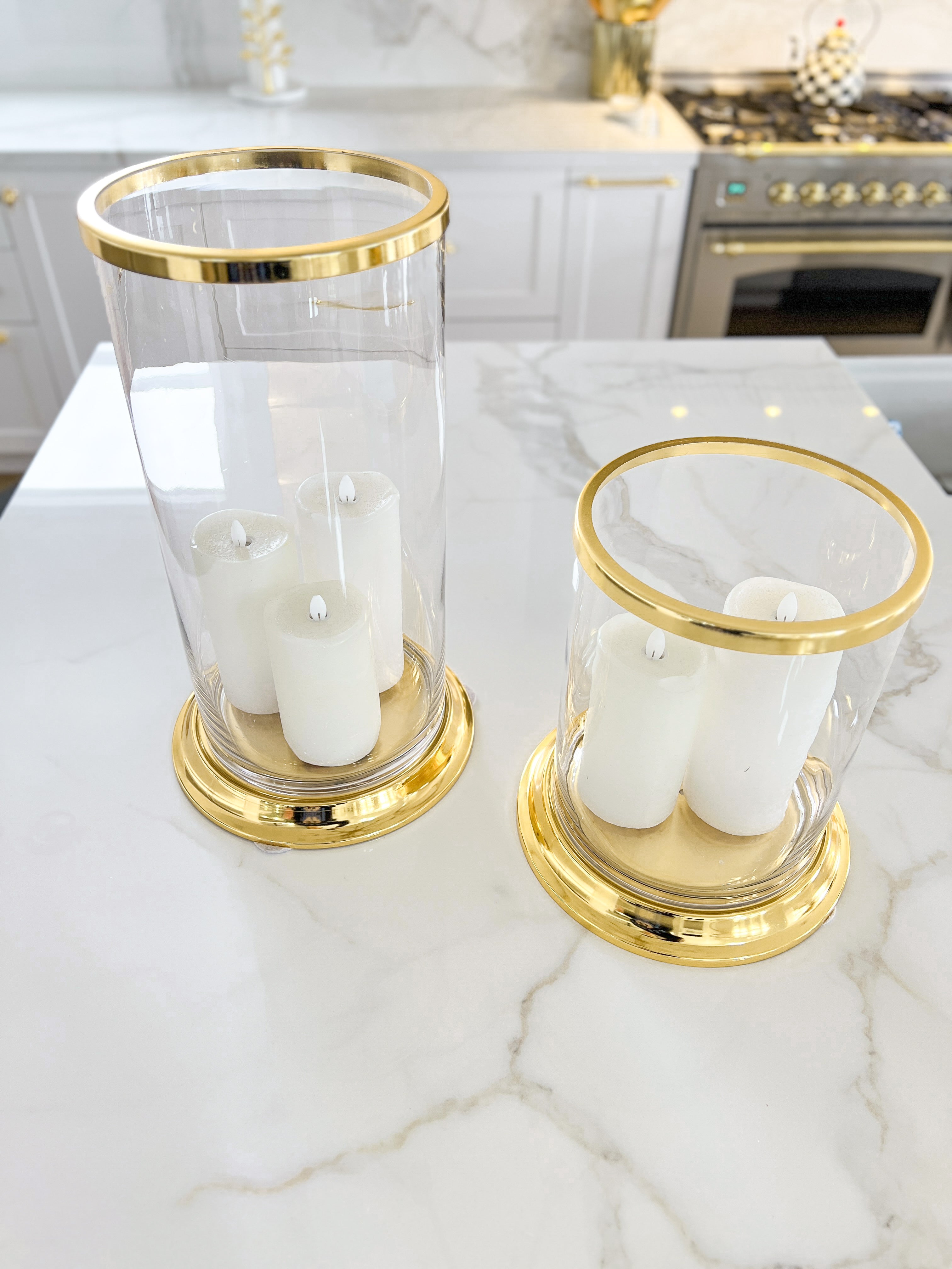 Gold Glass Hurricane (Two Sizes)