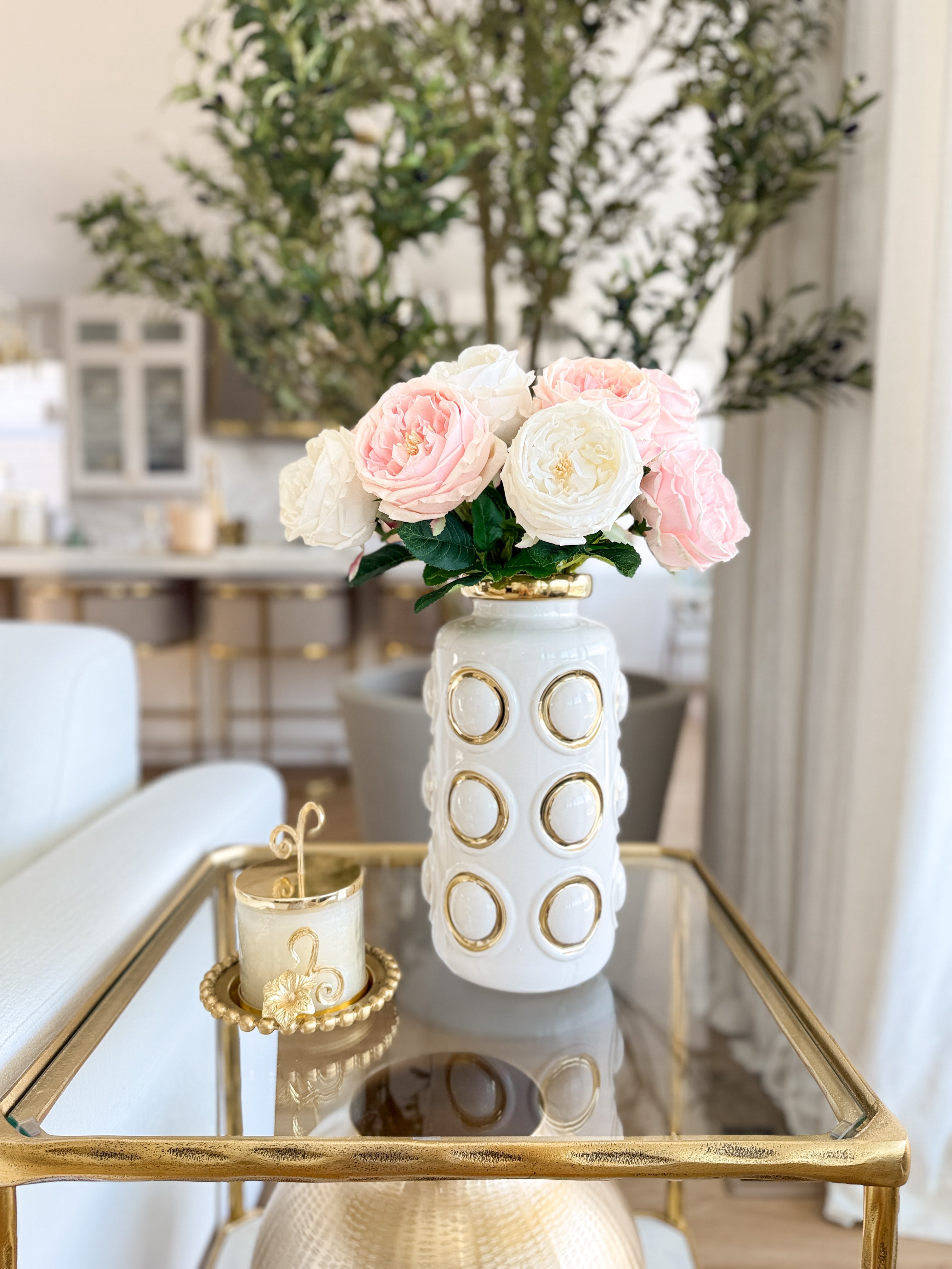 White and Gold Flower Vase