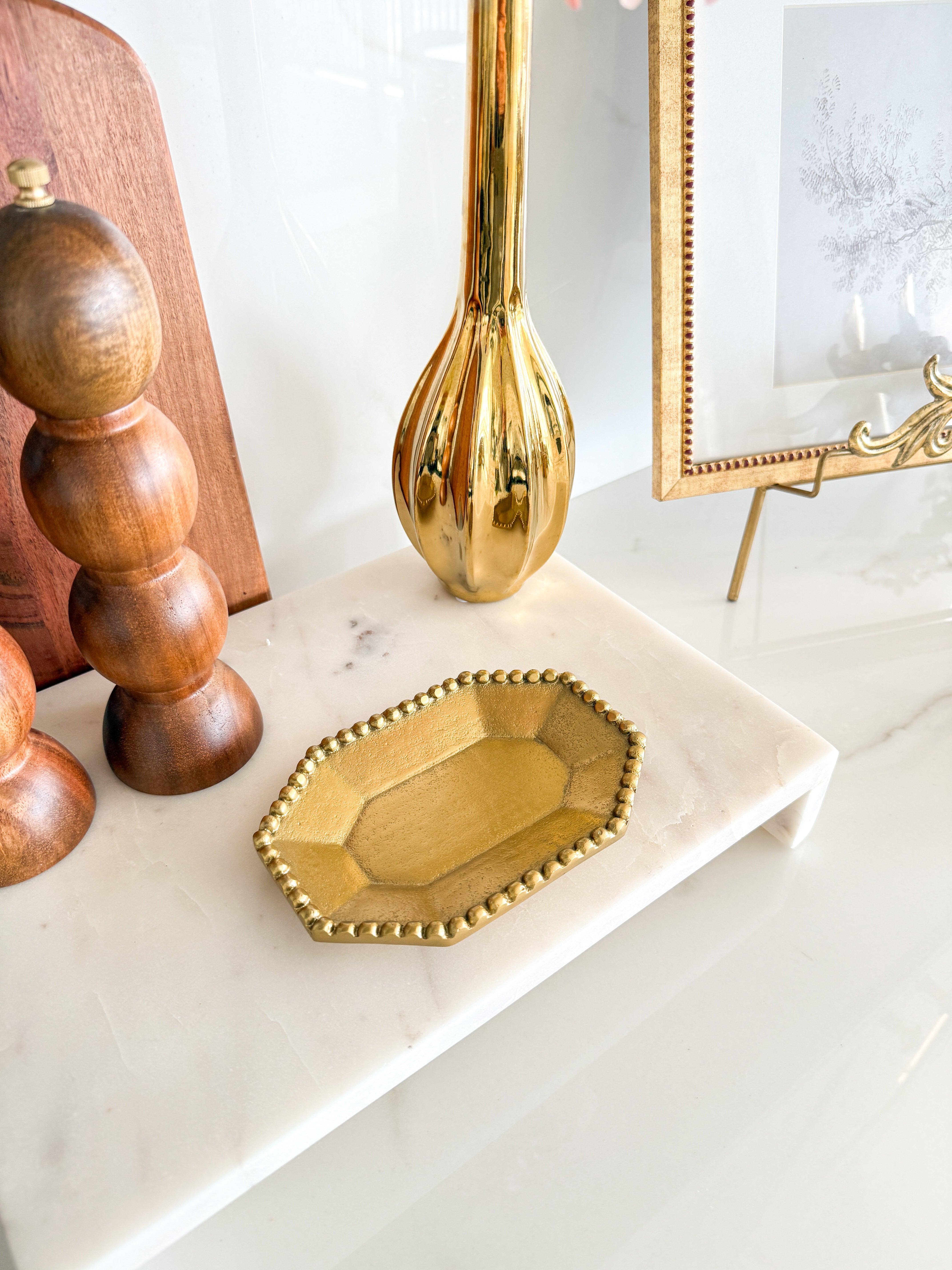 Gold Beaded Soap Dispenser Tray