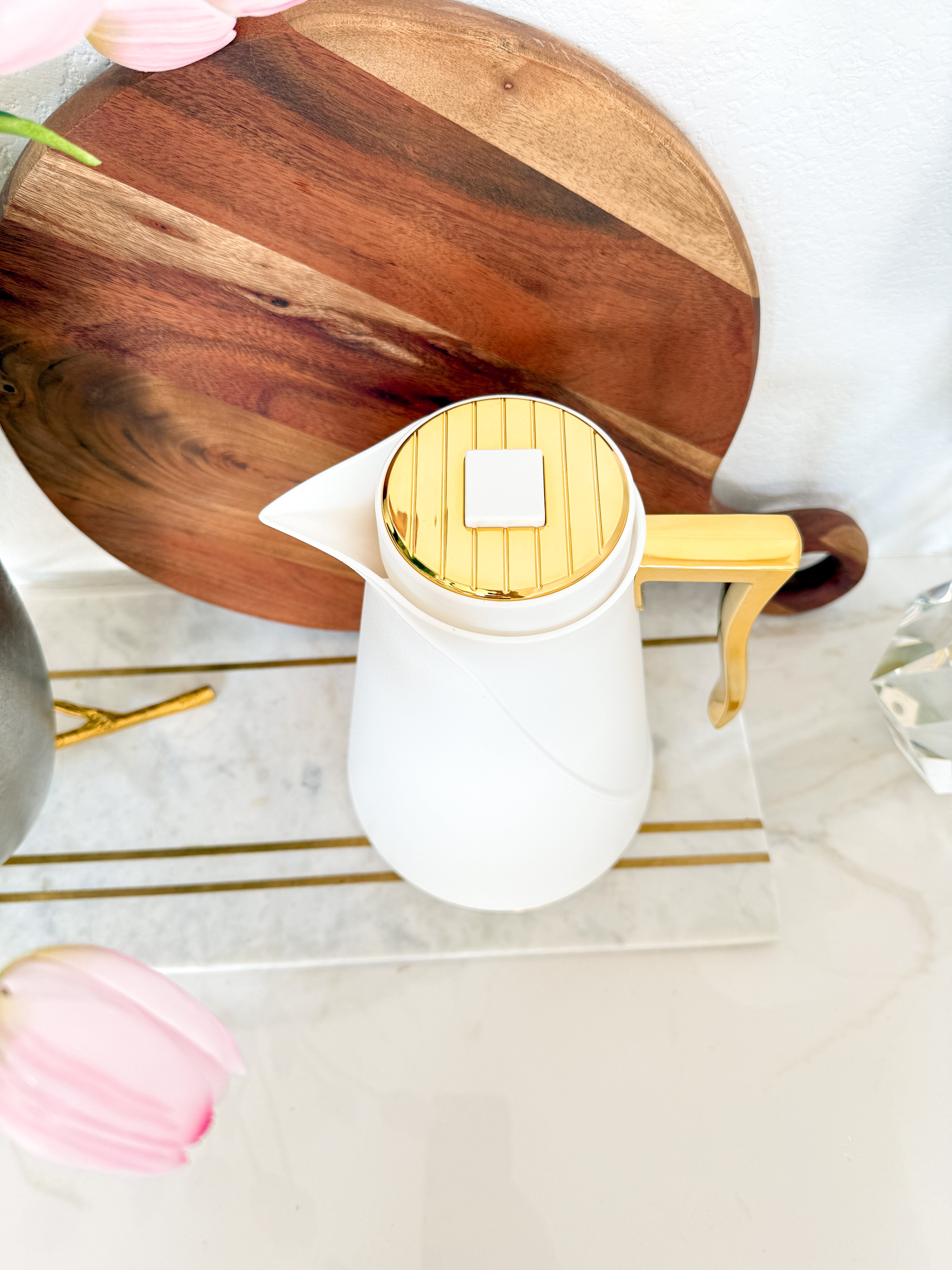 Gold and White Thermal Insulated Coffee Carafe