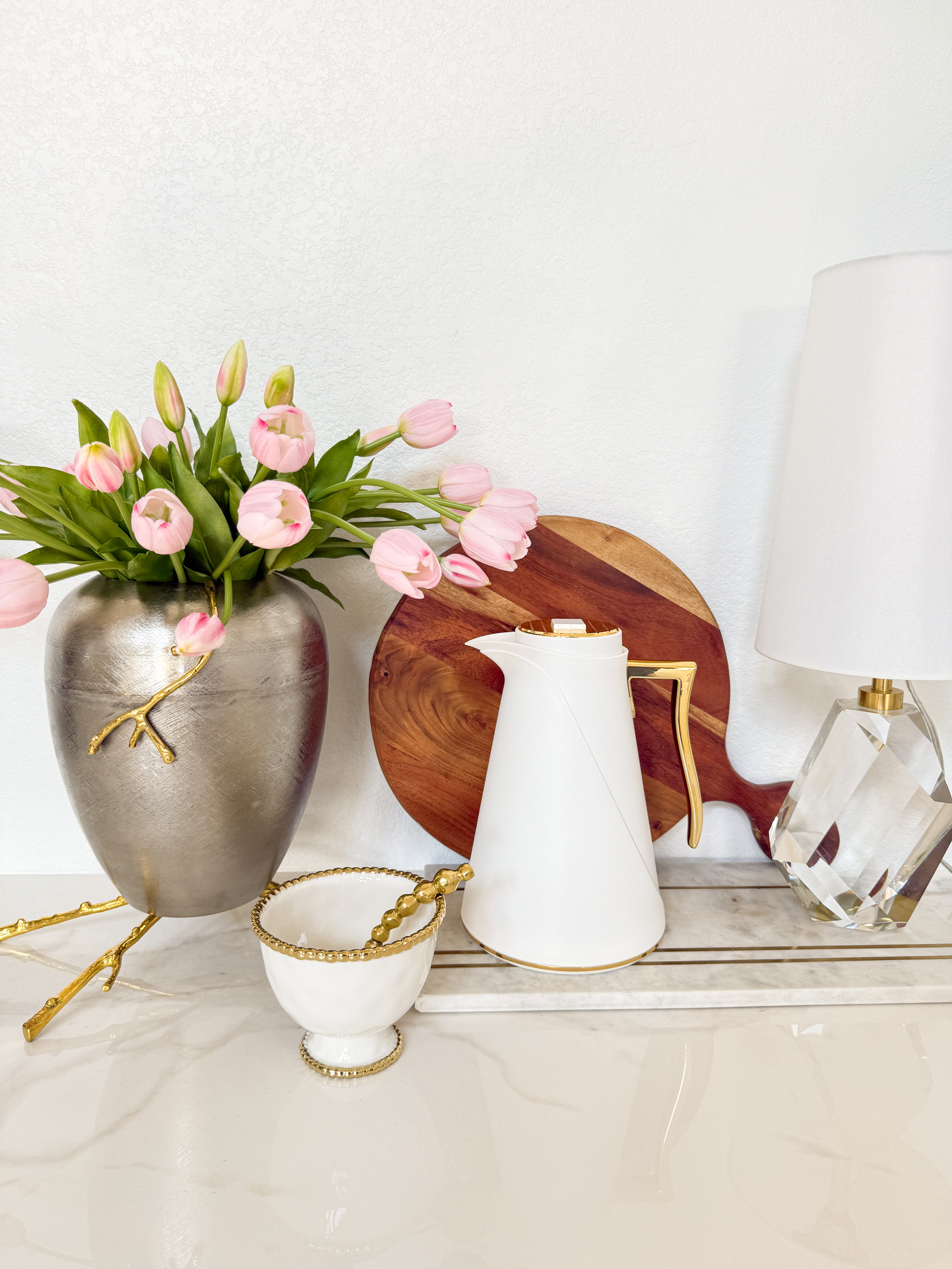 Gold and White Thermal Insulated Coffee Carafe