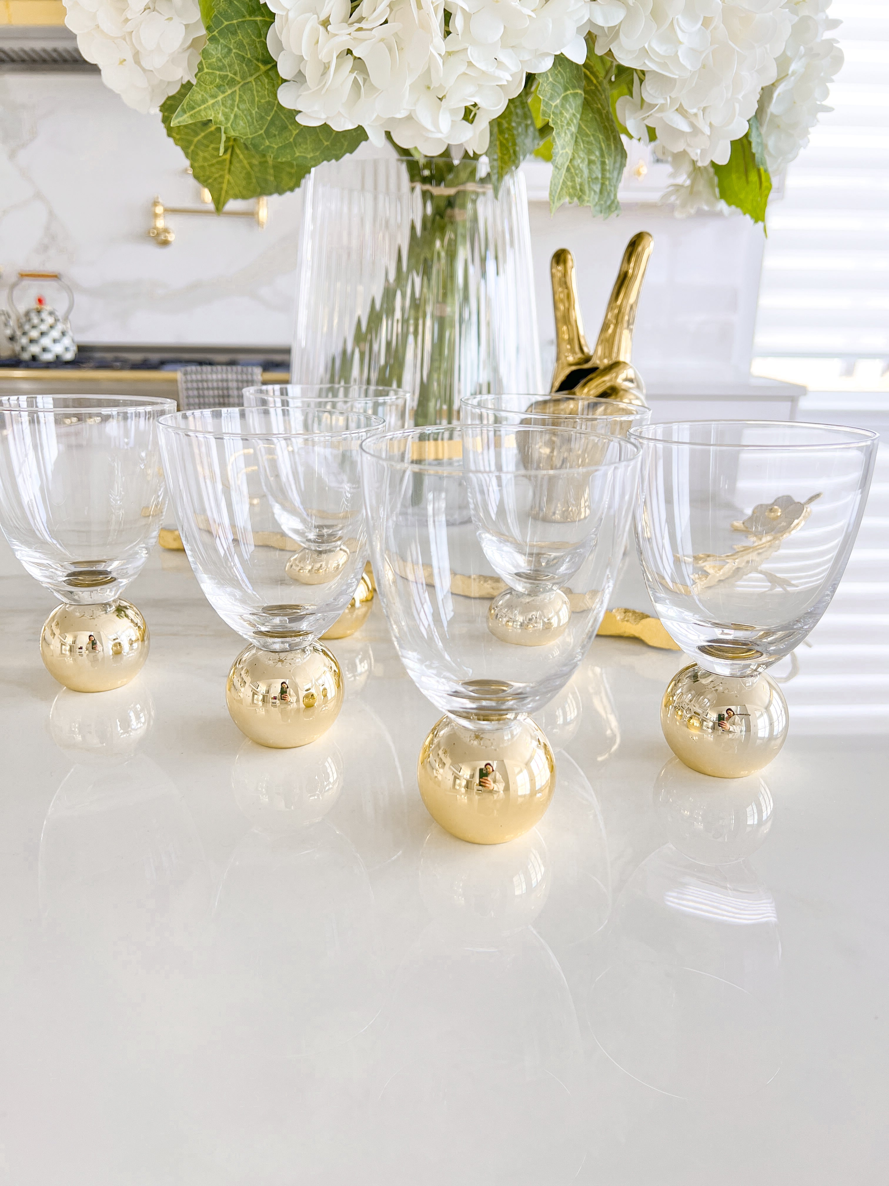 Glasses With Gold Ball Base (Set of 6)