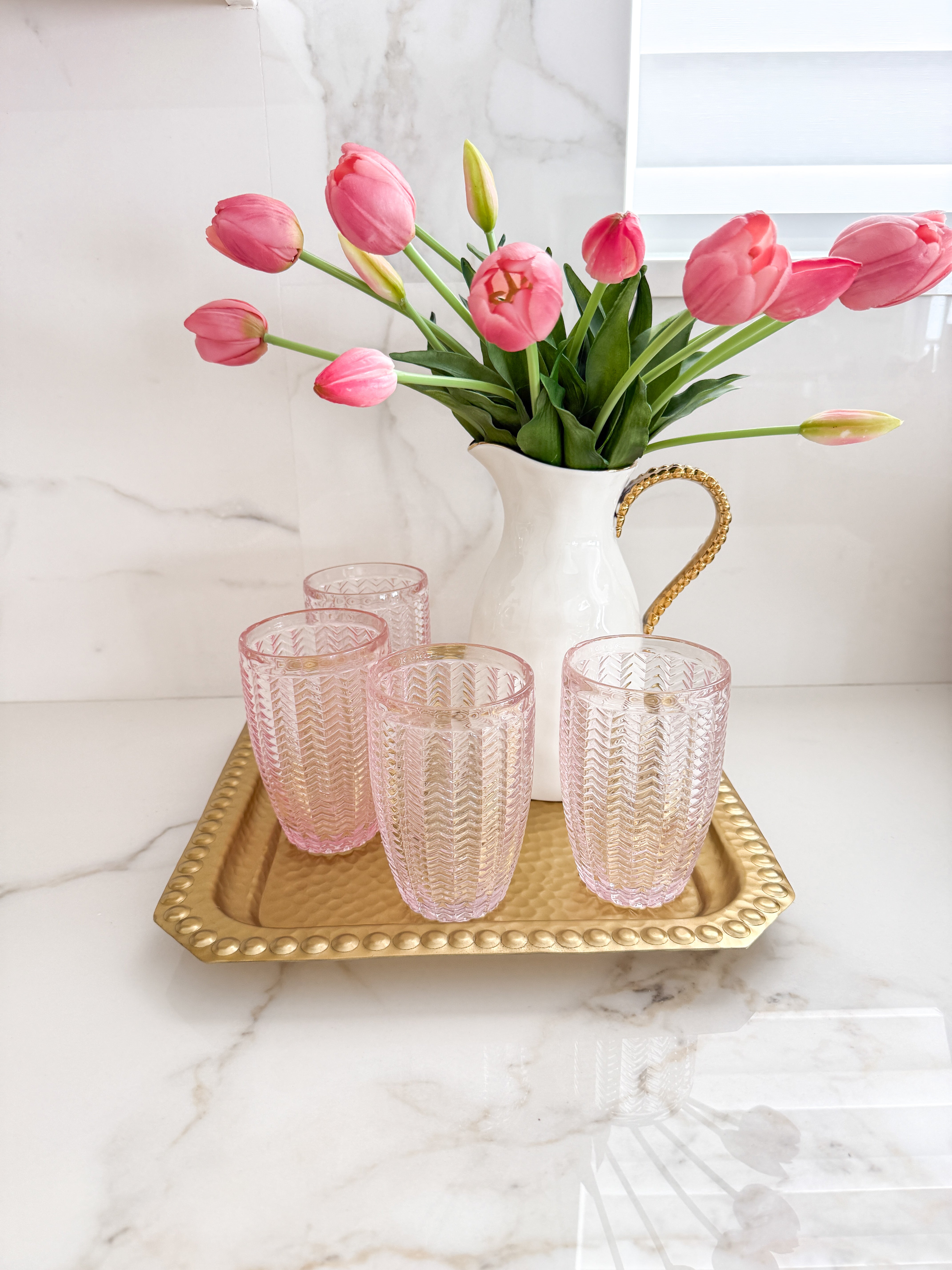 Gold Hammered Beaded Square Tray