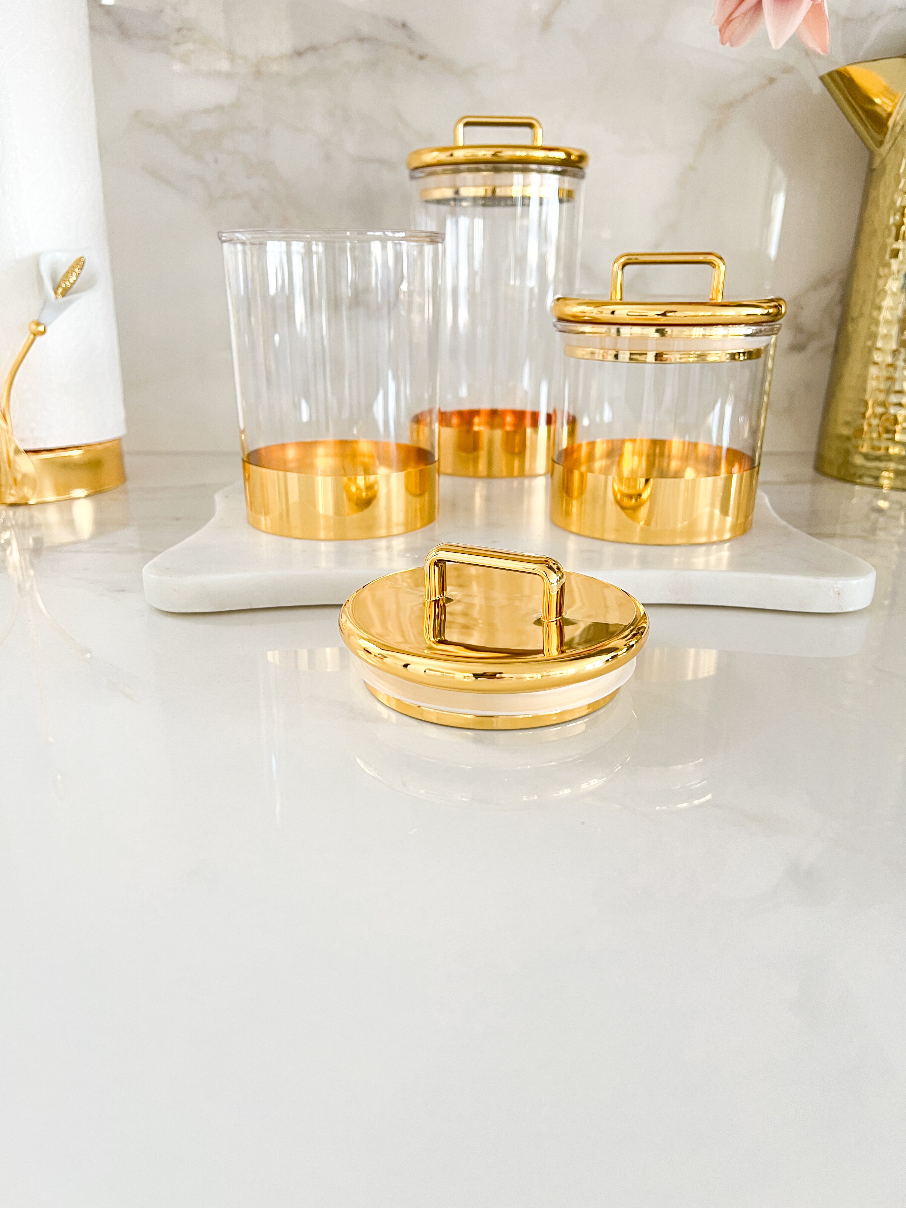Gold Acrylic Airtight Storage Canister (Set of 3)