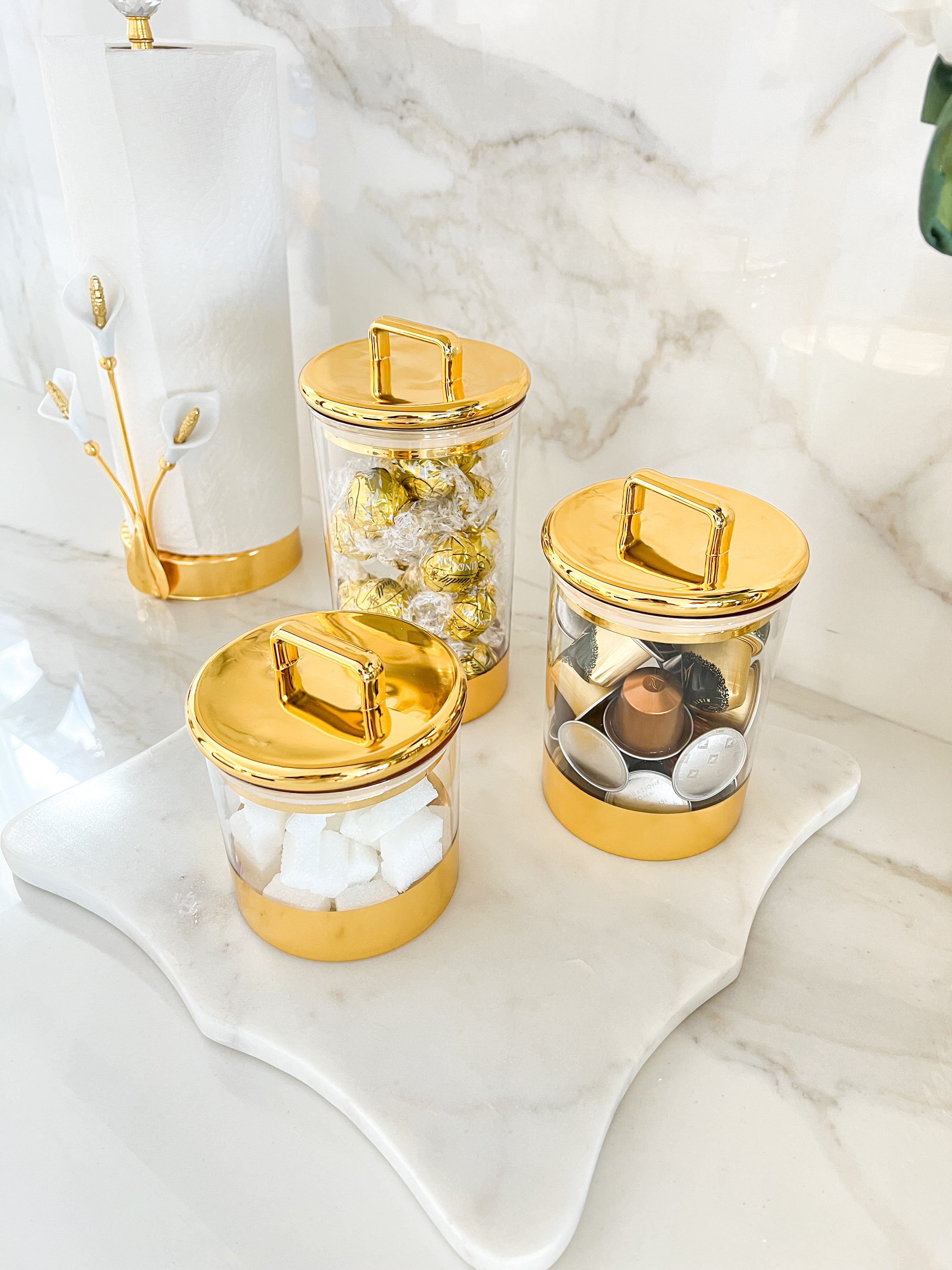 Gold Acrylic Airtight Storage Canister (Set of 3)