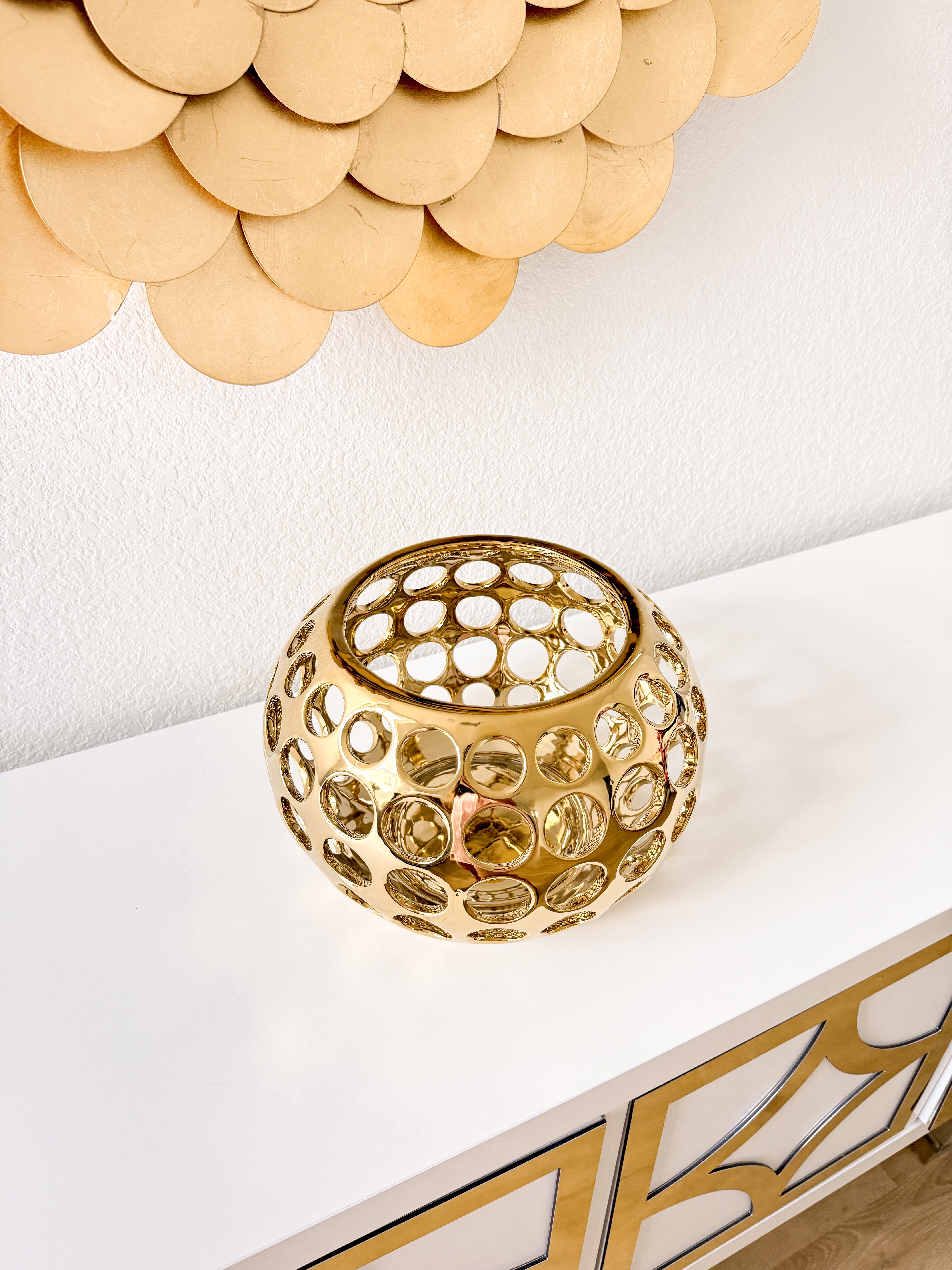 Gold Pierced Orb Vase
