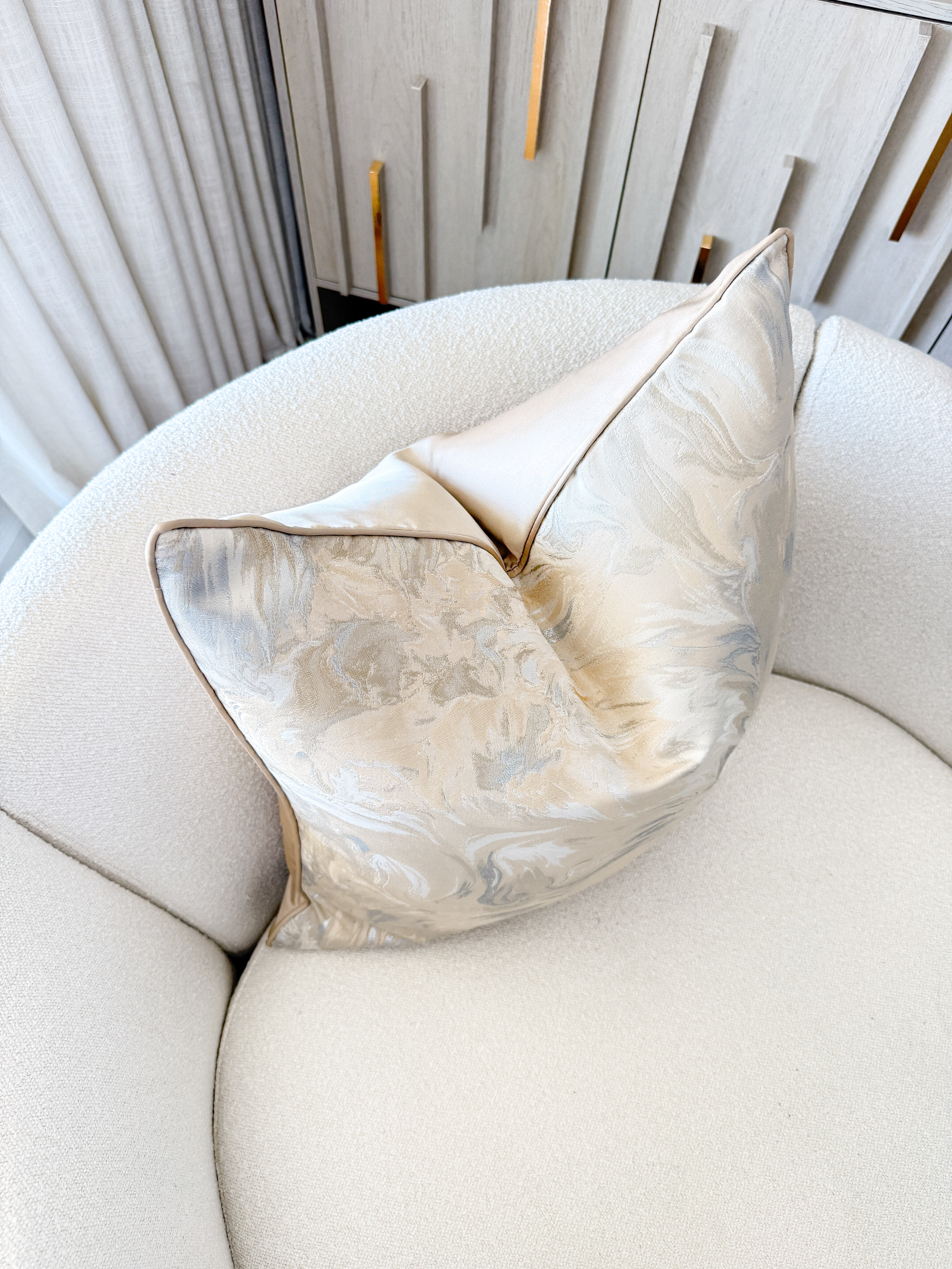 Two Tone Champagne Waves Pattern Throw Pillow Cover