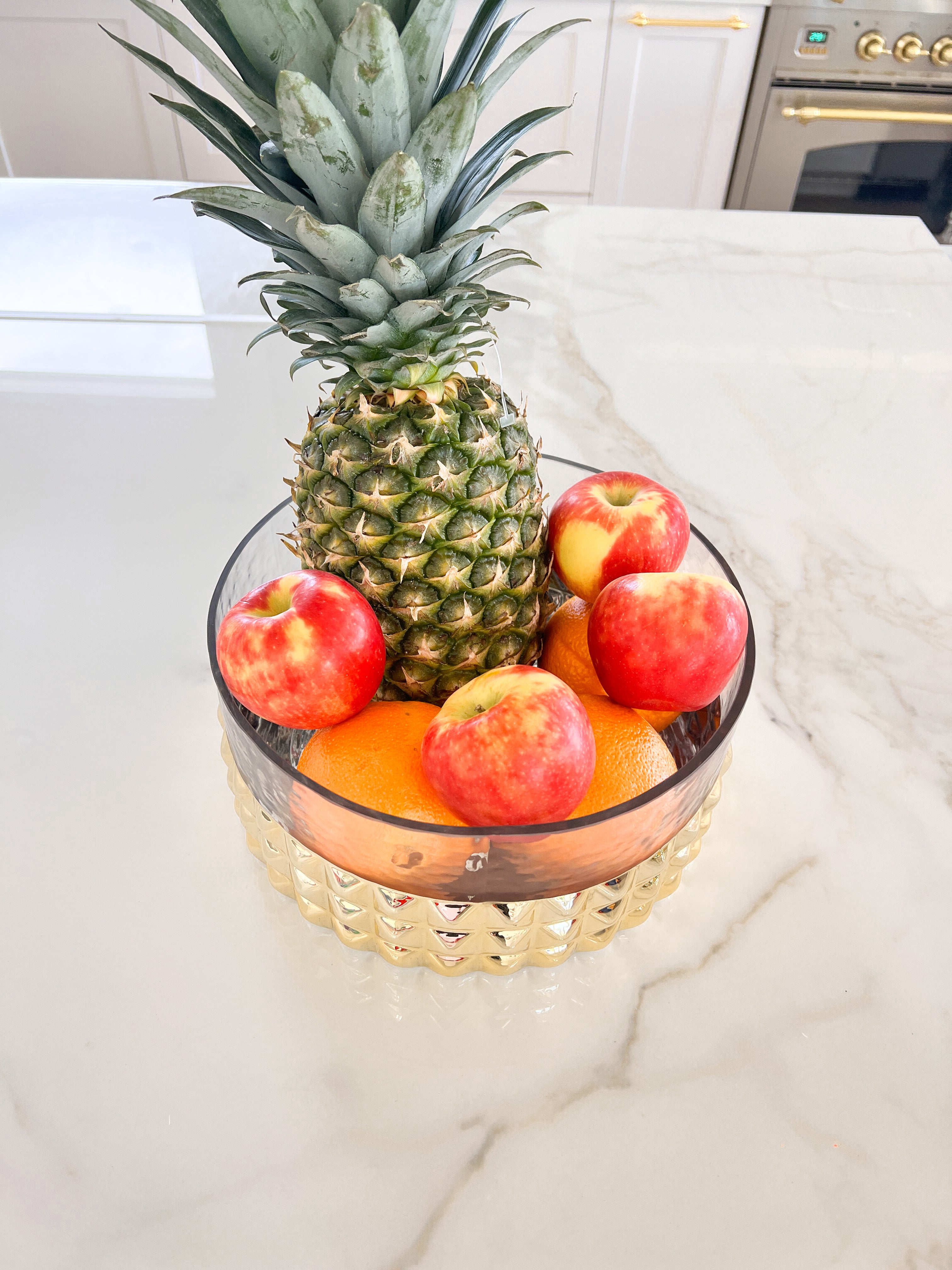 Gold Studs Glass Fruit Bowl