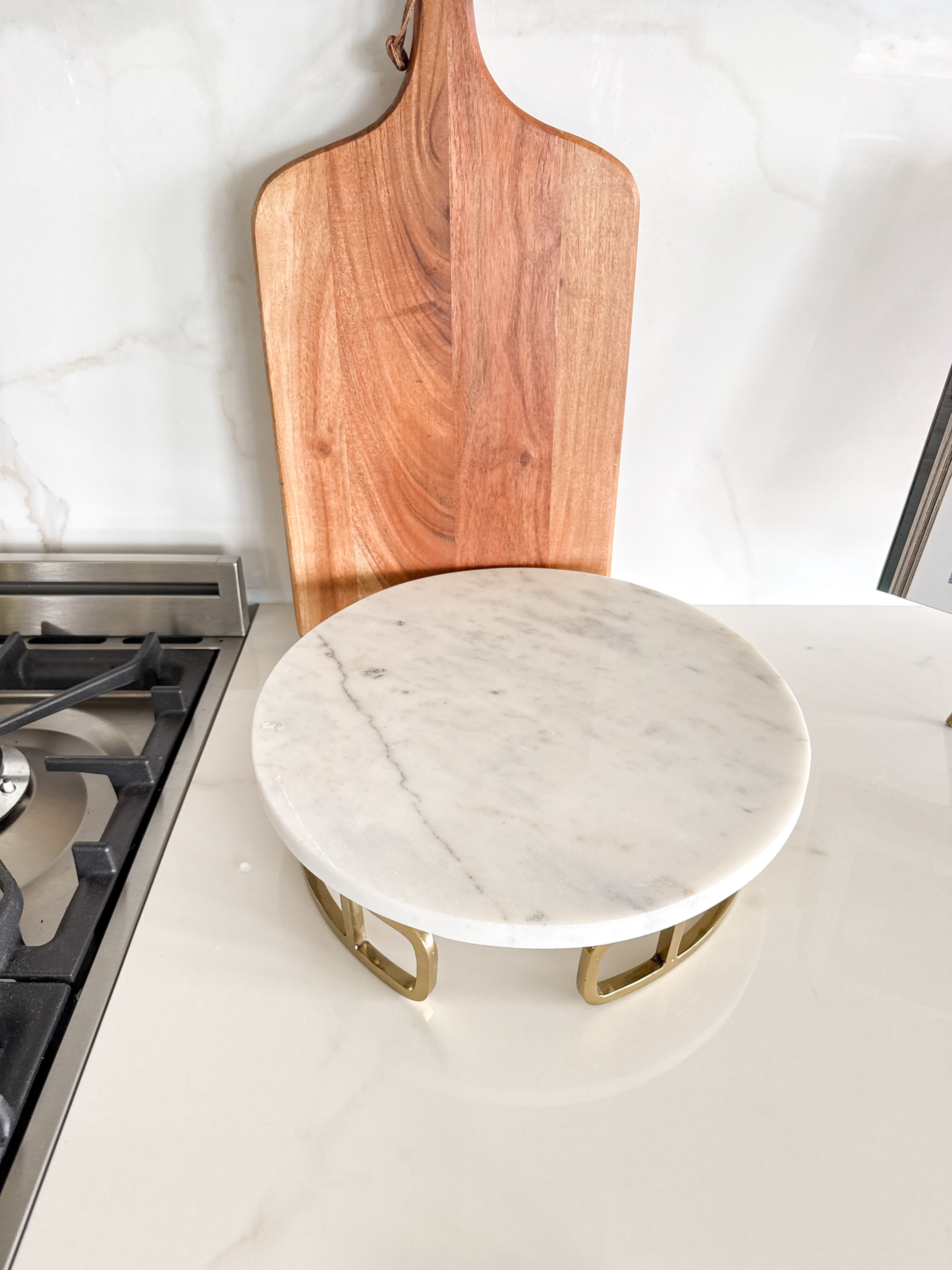 Marble with Gold Base Serving Stand