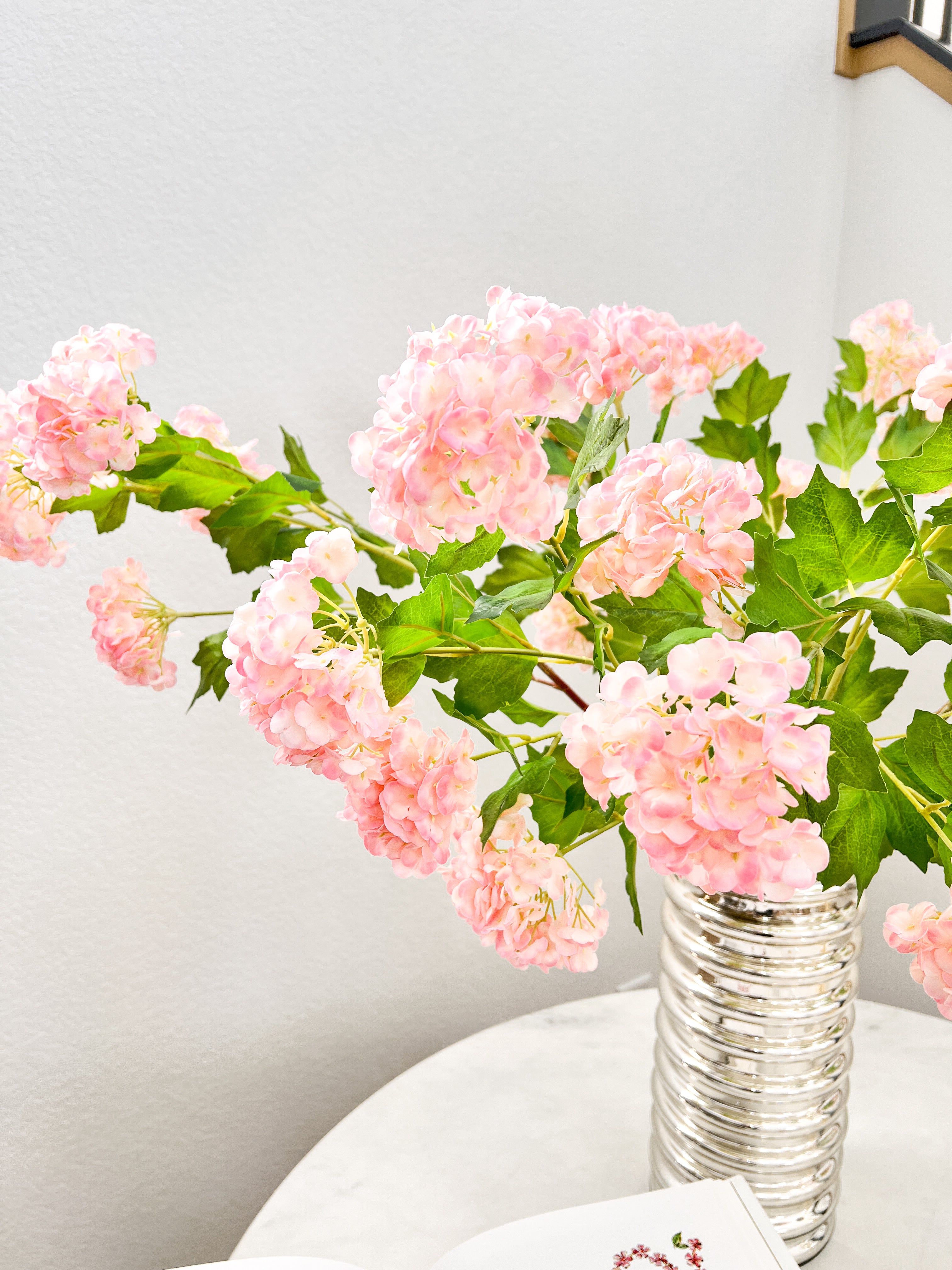 Artificial Real Touch Pink SnowBall Hydrangea Stem
