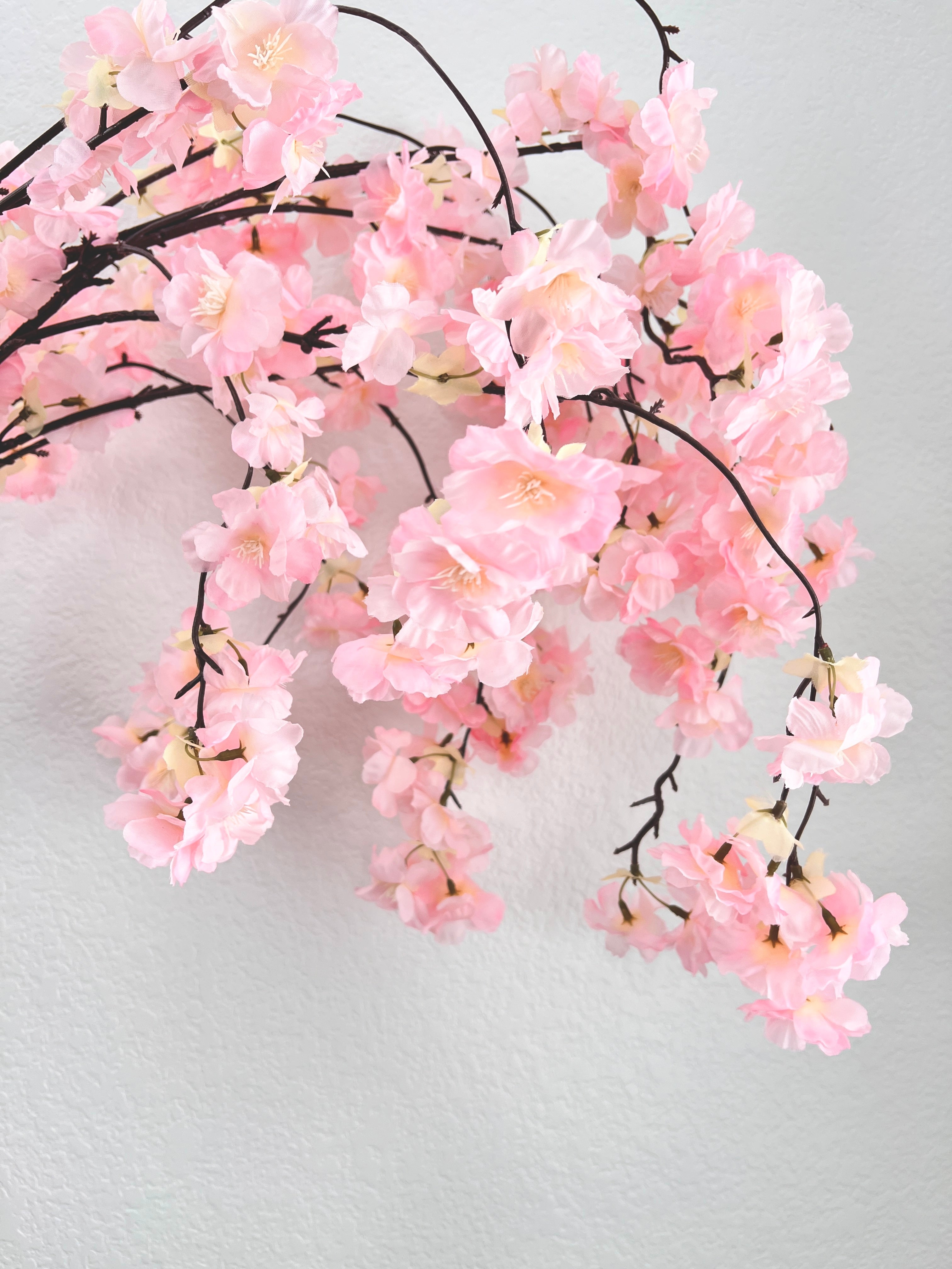 Faux Pink Hanging Cherry Blossom (Pack of 3 Stems)