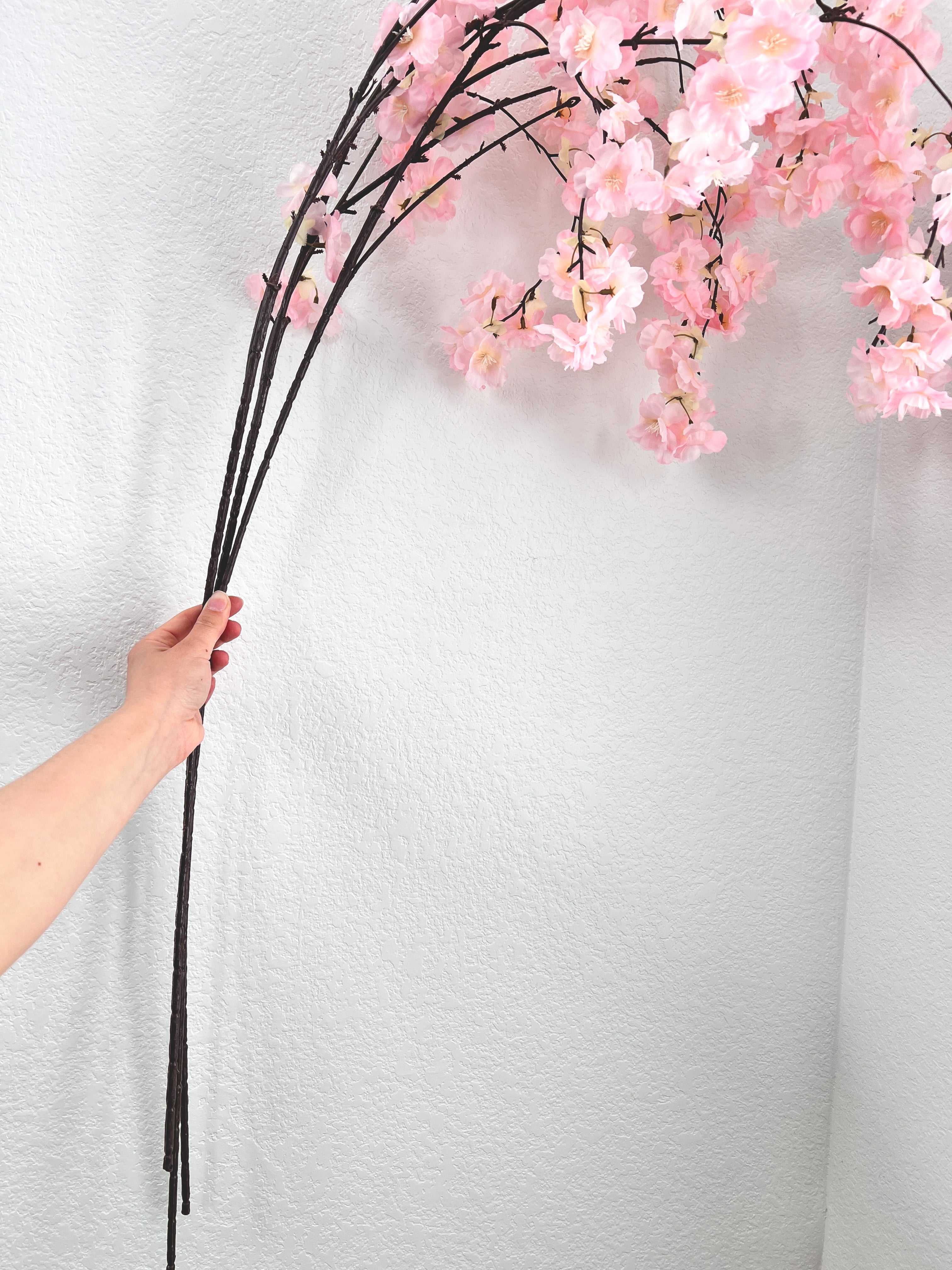 Faux Pink Hanging Cherry Blossom (Pack of 3 Stems)