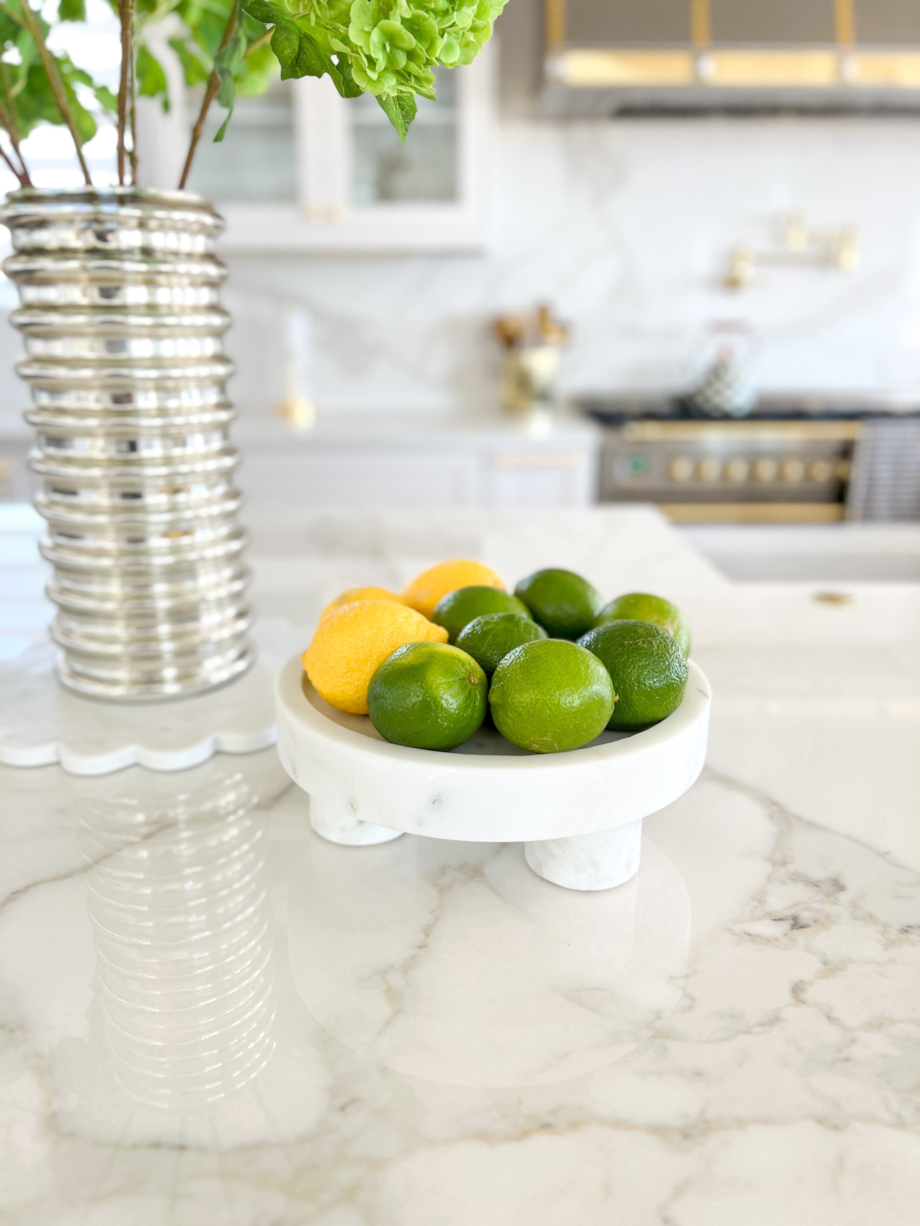 Round Marble Footed Tray