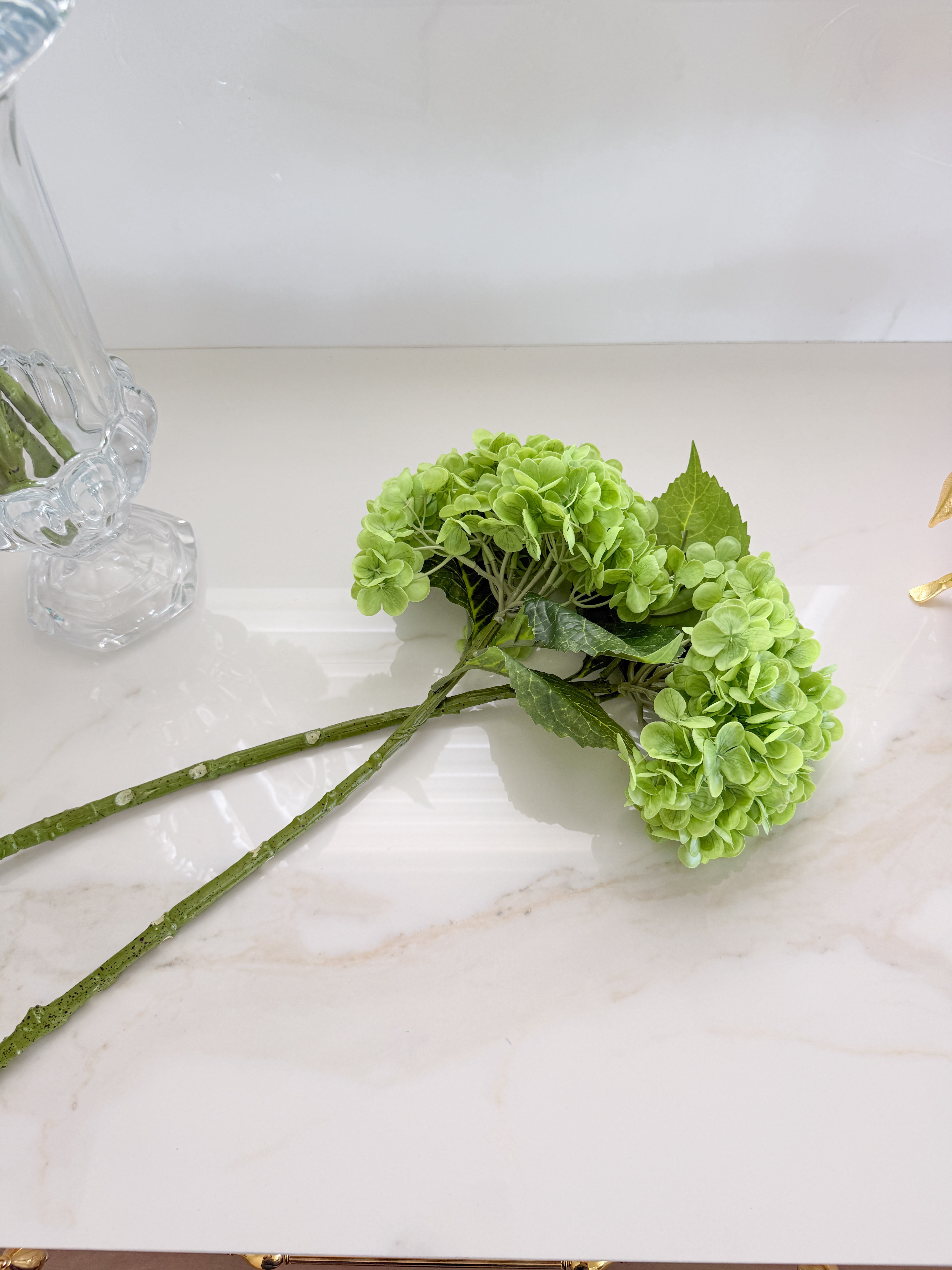 Deep Green Real Touch Faux Hydrangea Stem