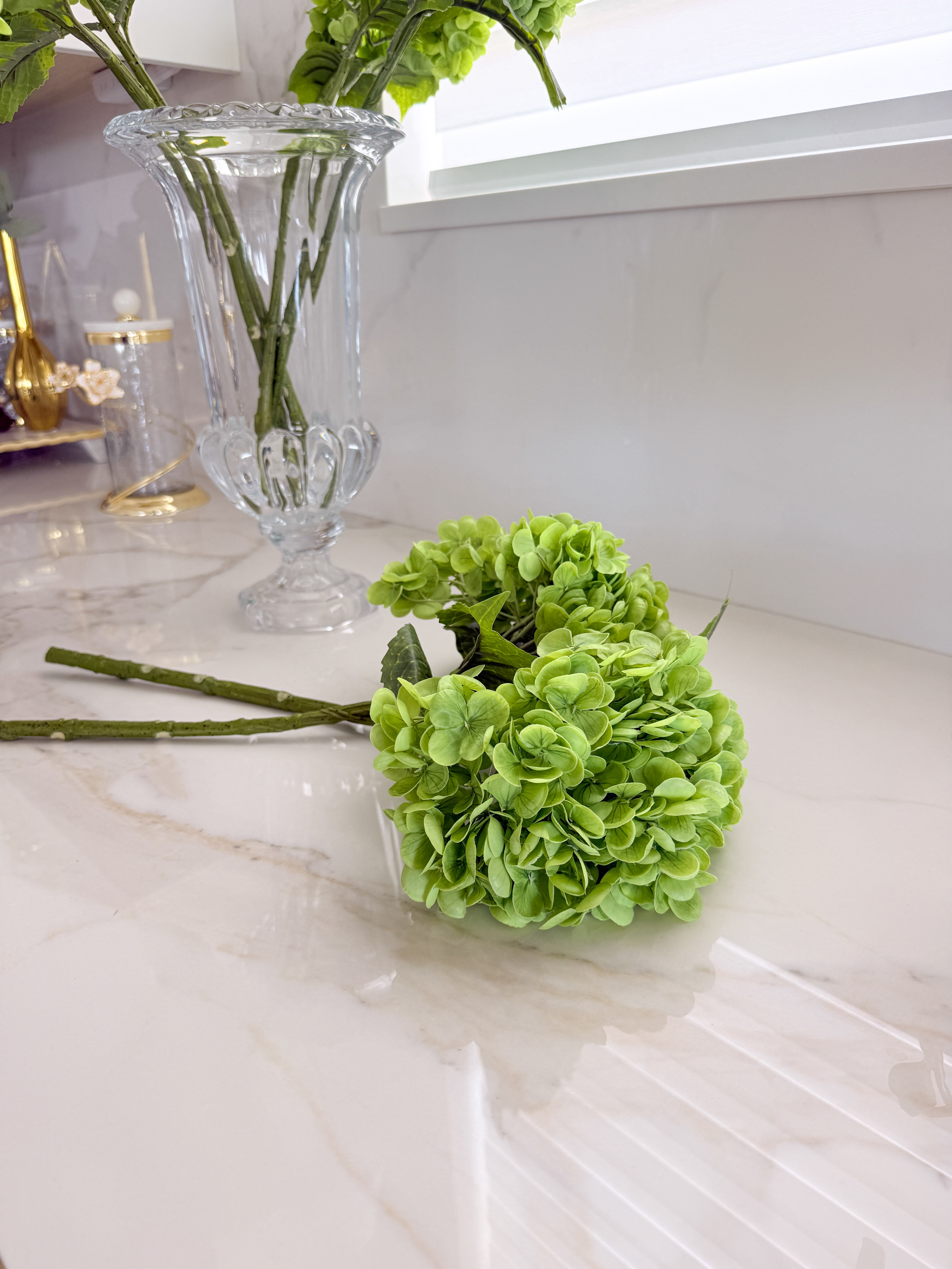 Deep Green Real Touch Faux Hydrangea Stem