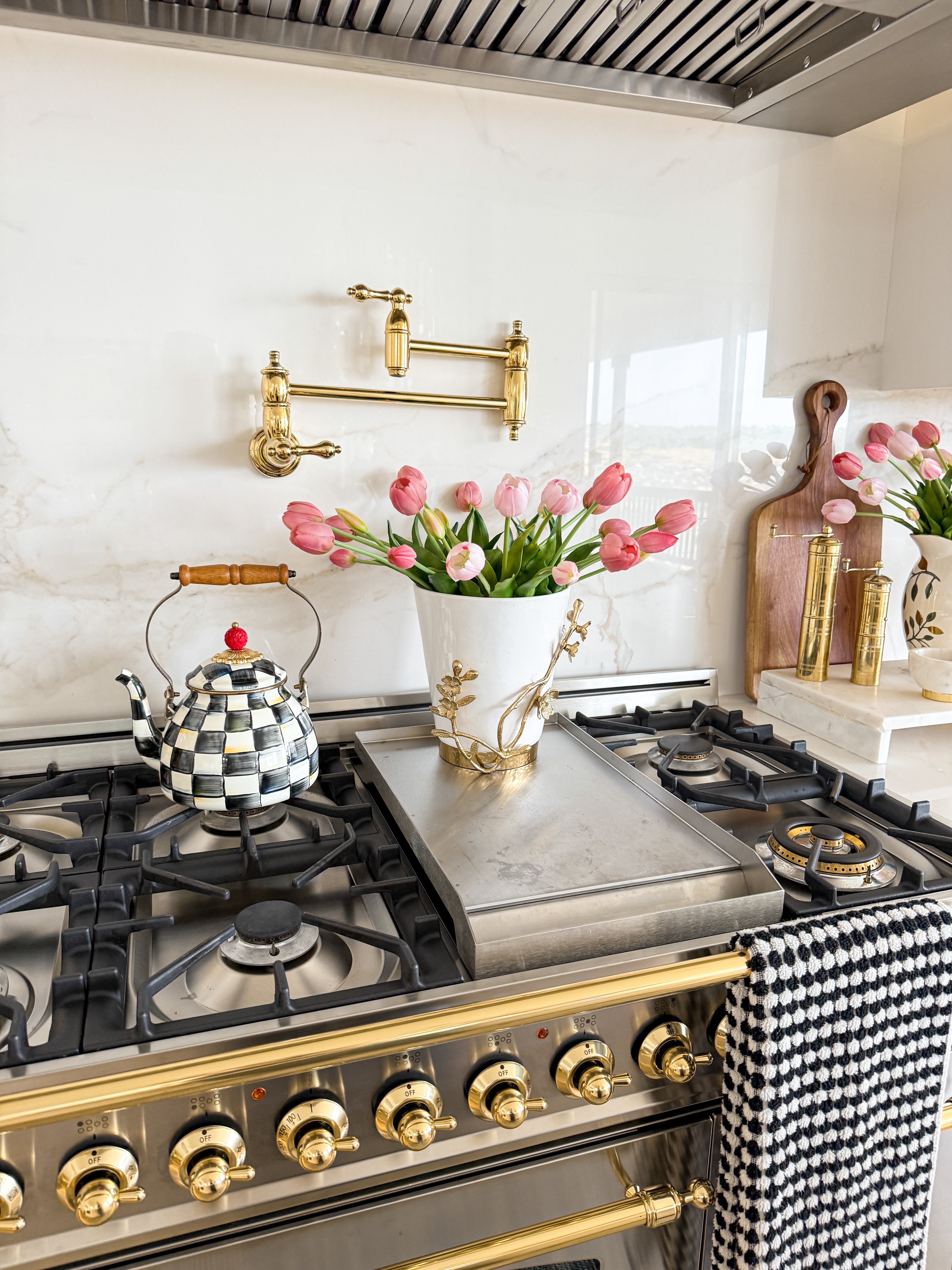 White and Gold Branch Kitchen Utensil Holder