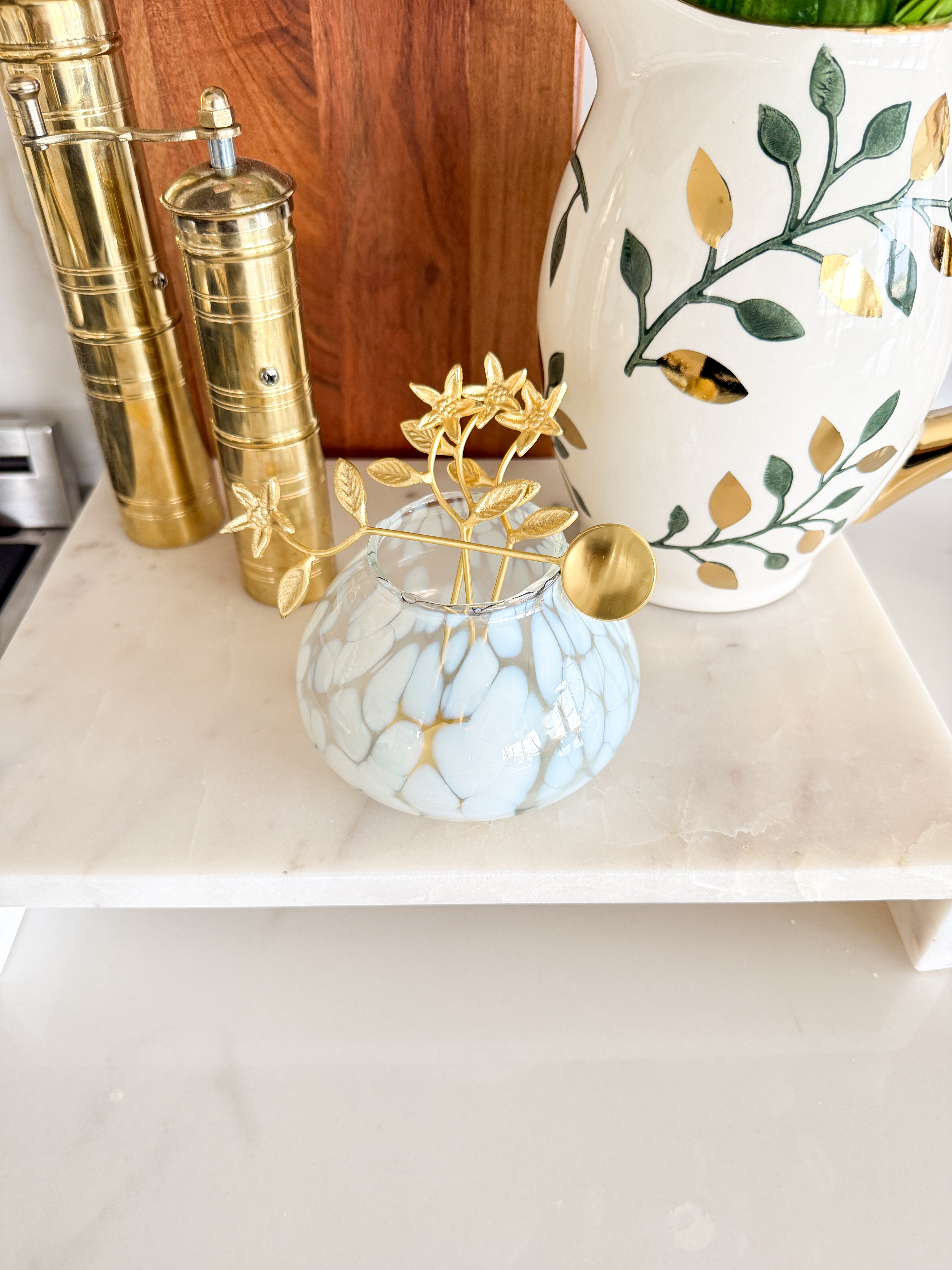 White Glass Spoon Holder