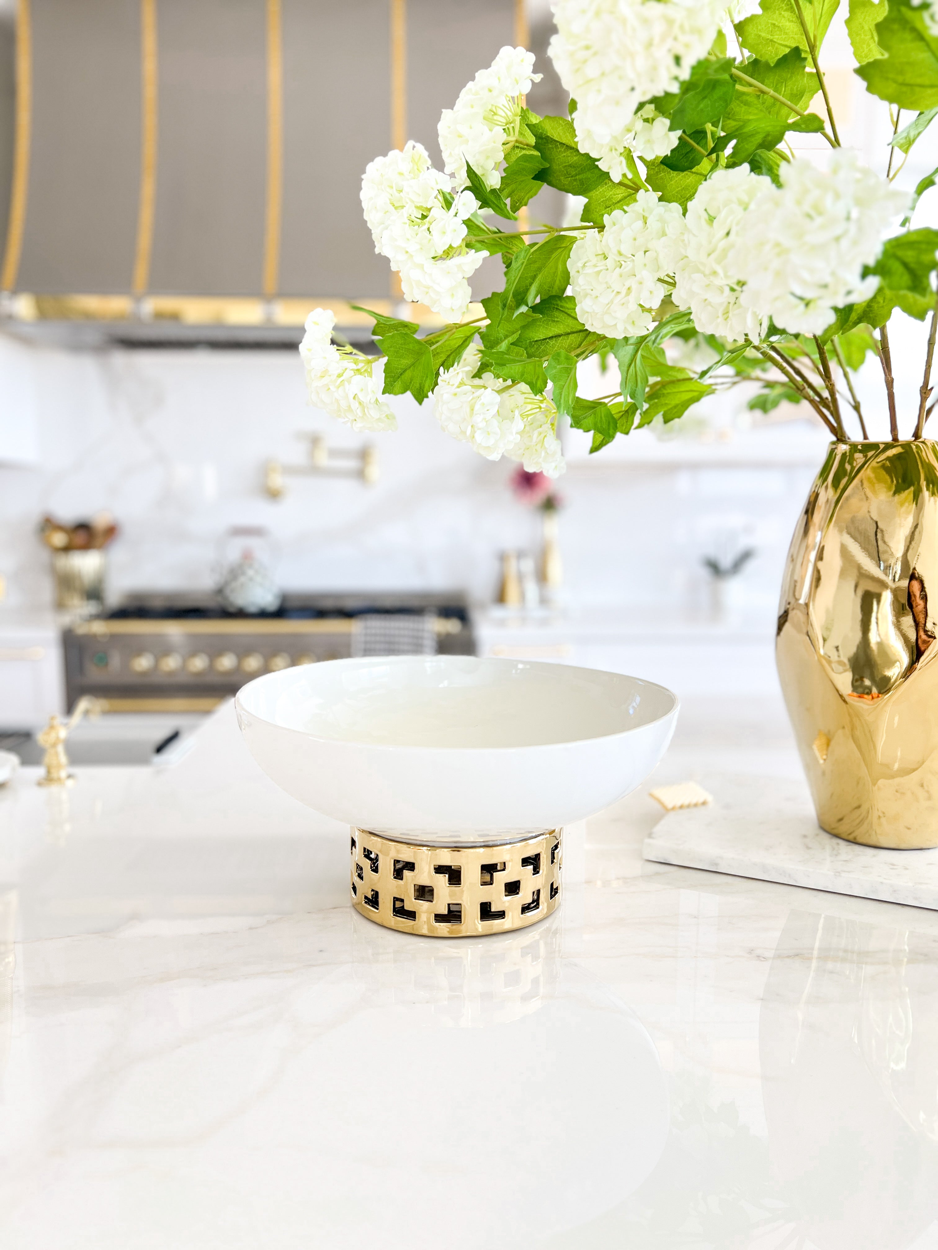 Gold Footed White Ceramic Bowl