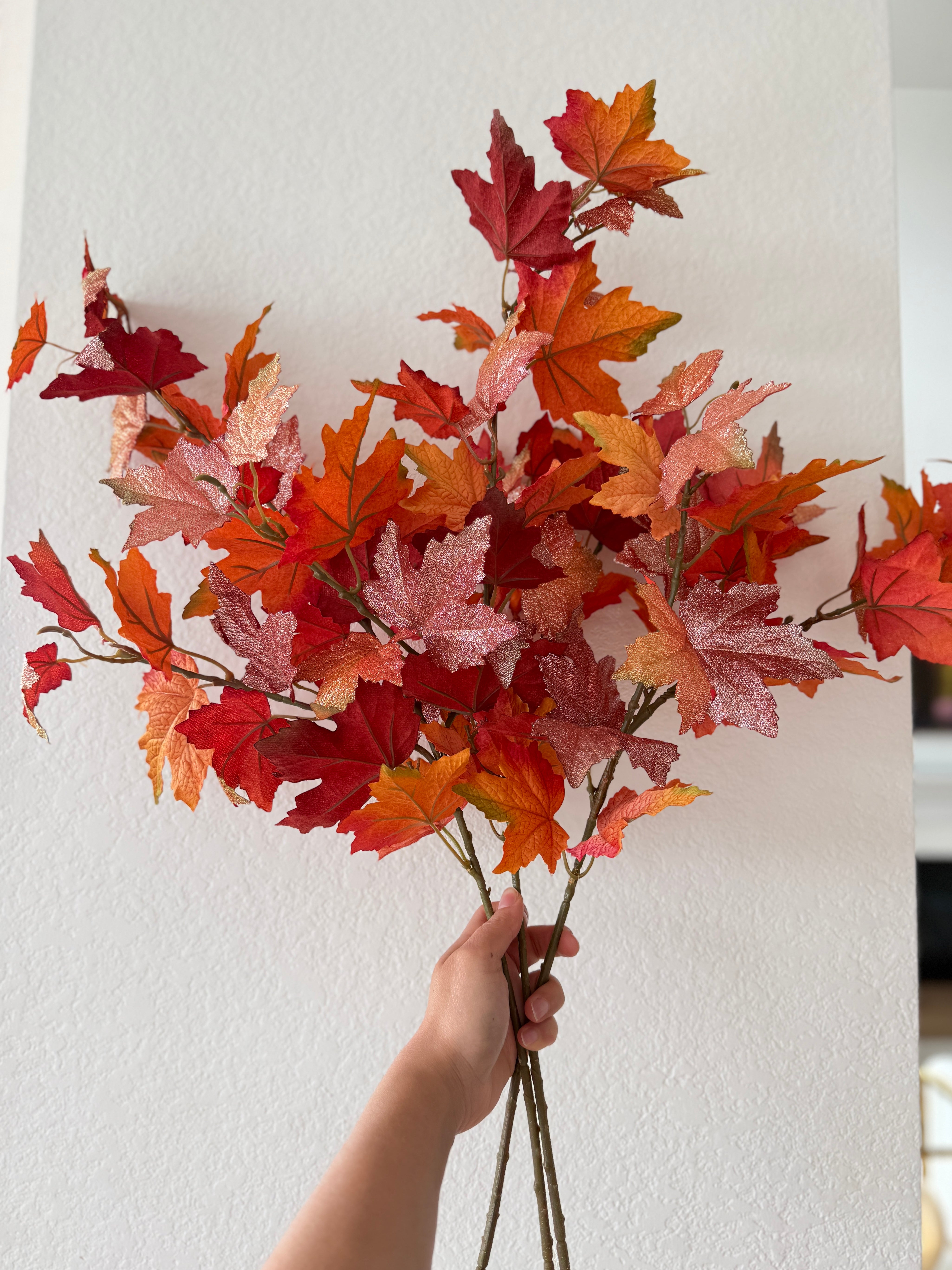 Orange Fall Maple Leaf Stem (Pack of 3 Stems)