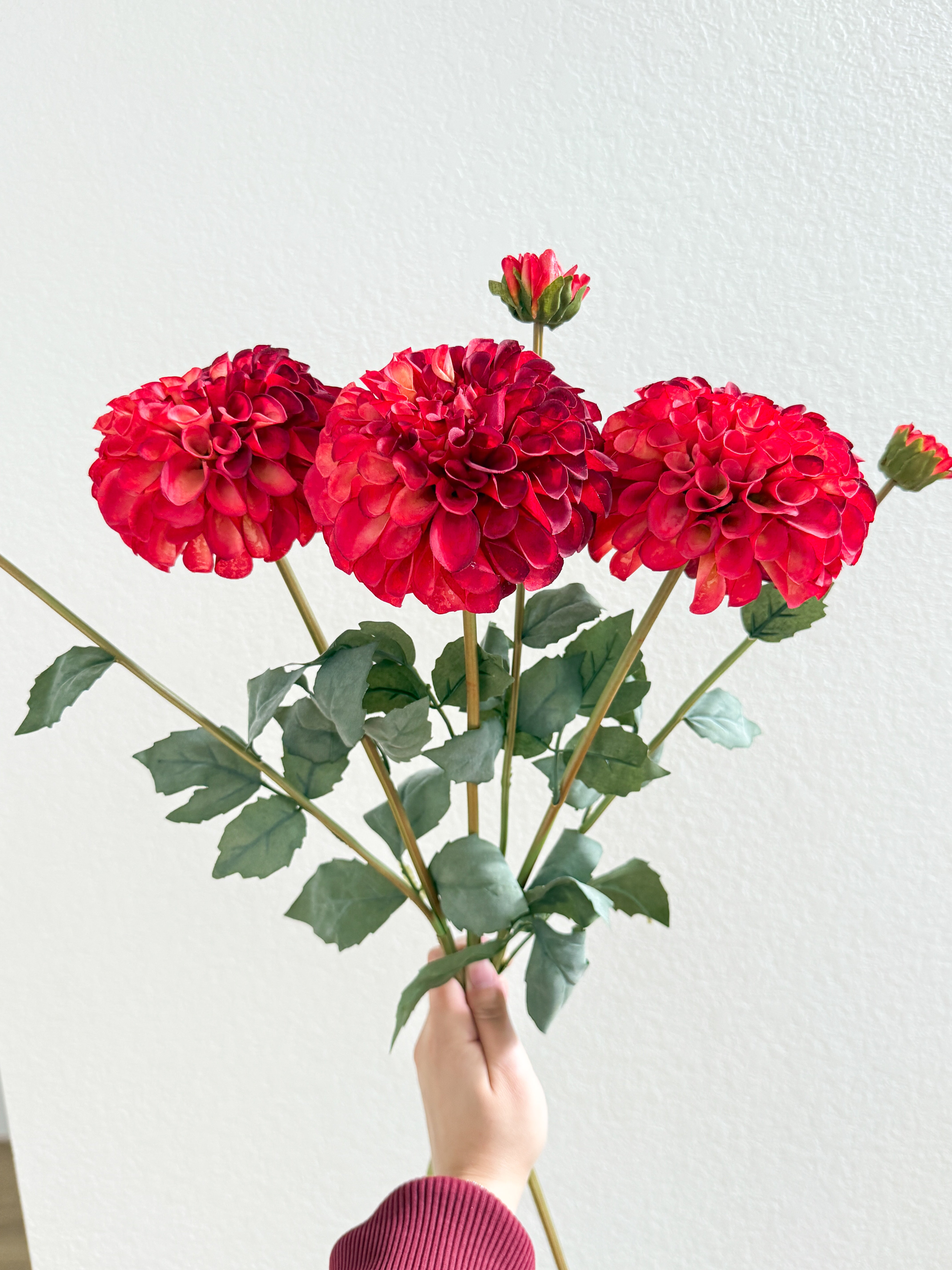 Artificial Realistic Dahlia Flower Stem (Pack of 3 Stems)