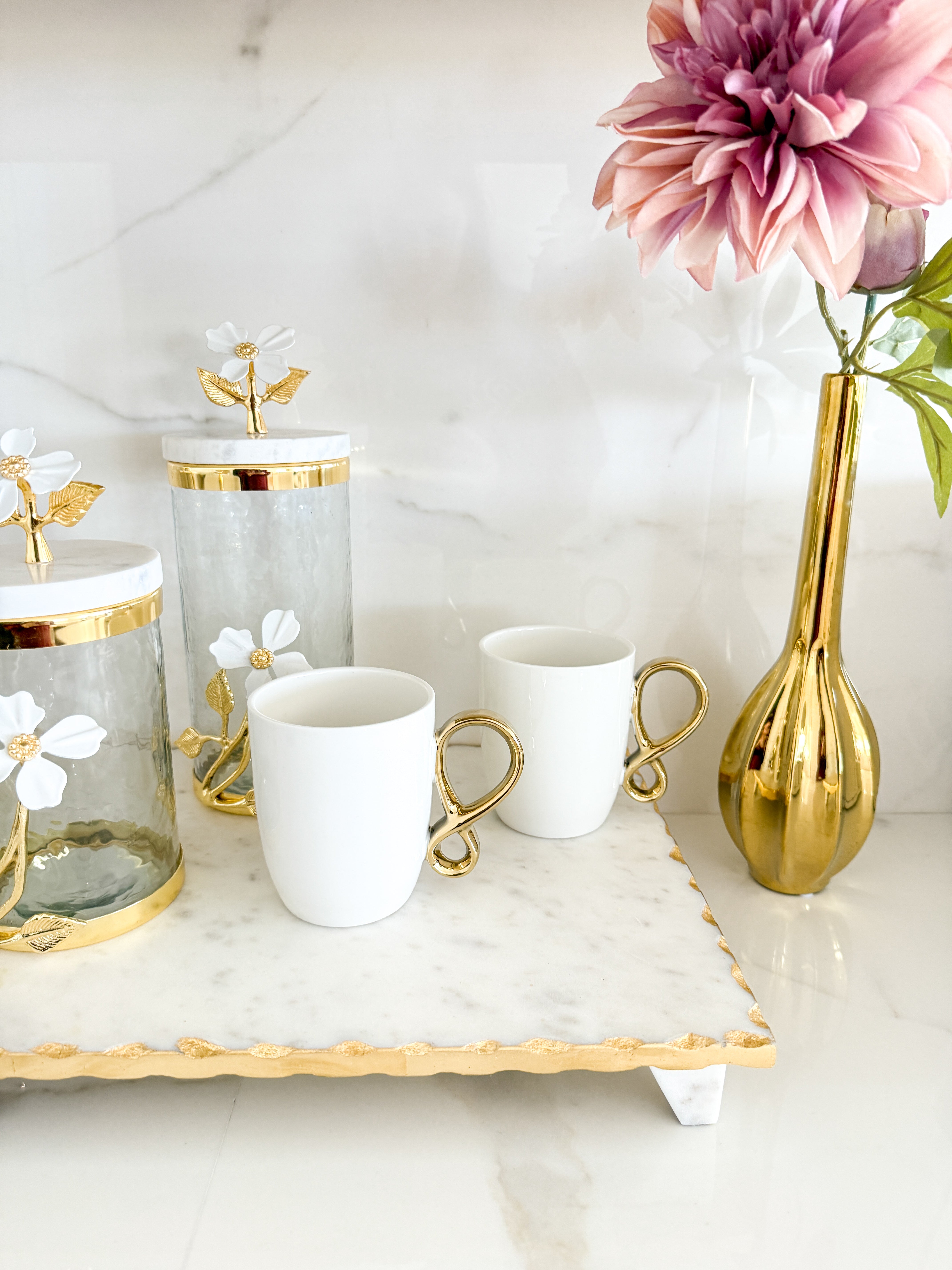 White Mug with Gold Infinity Handle