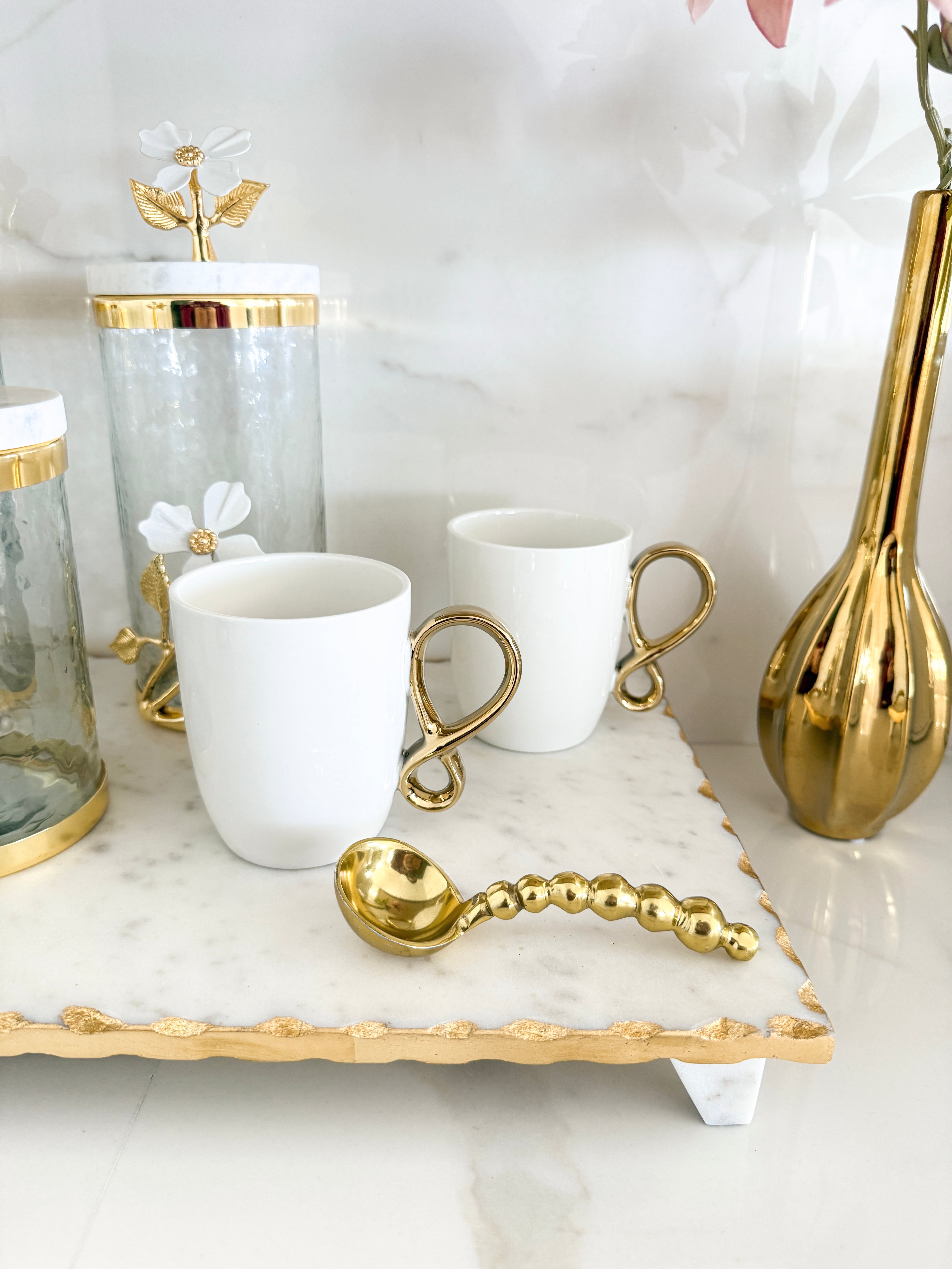 White Mug with Gold Infinity Handle