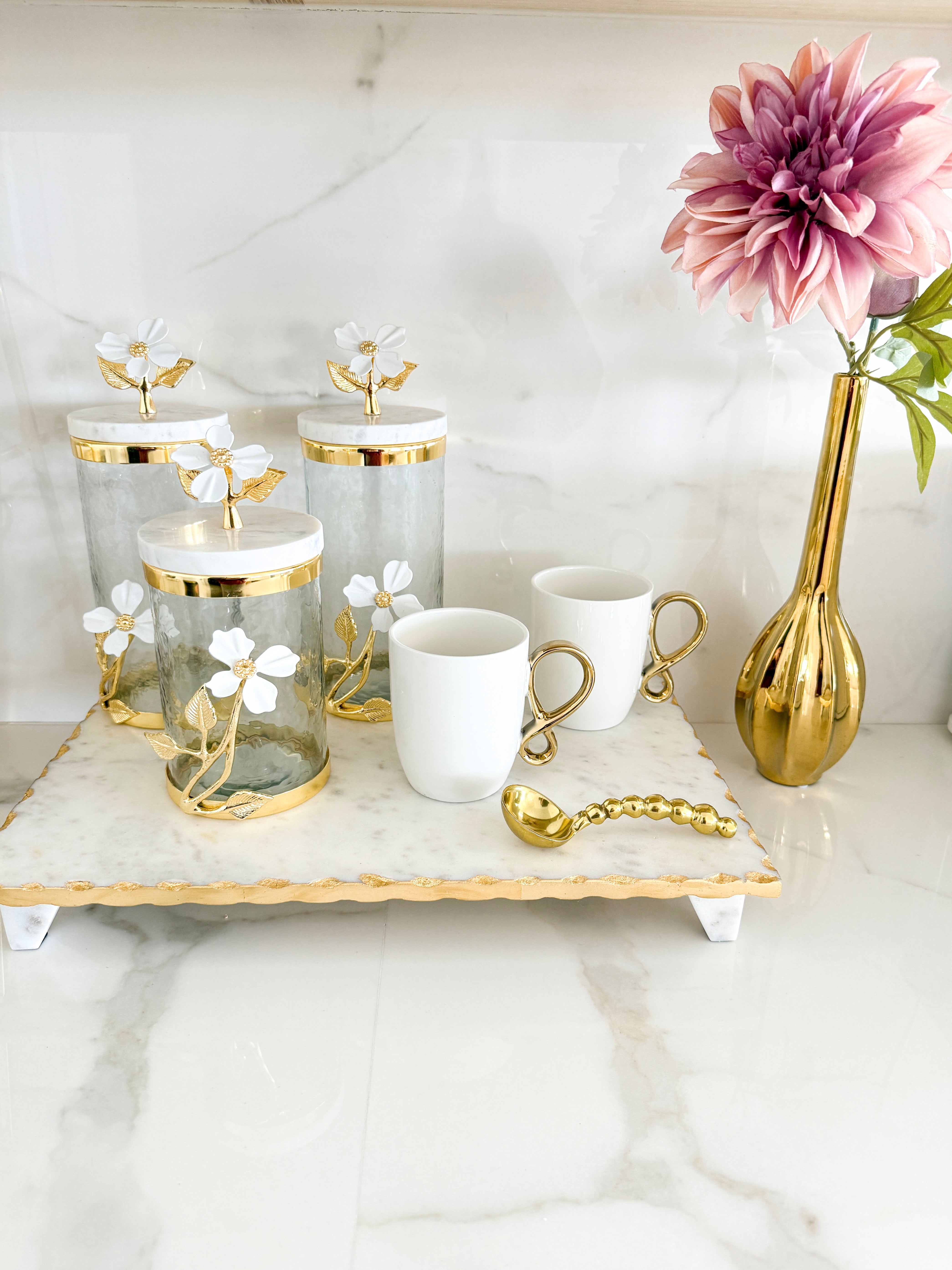 White Mug with Gold Infinity Handle