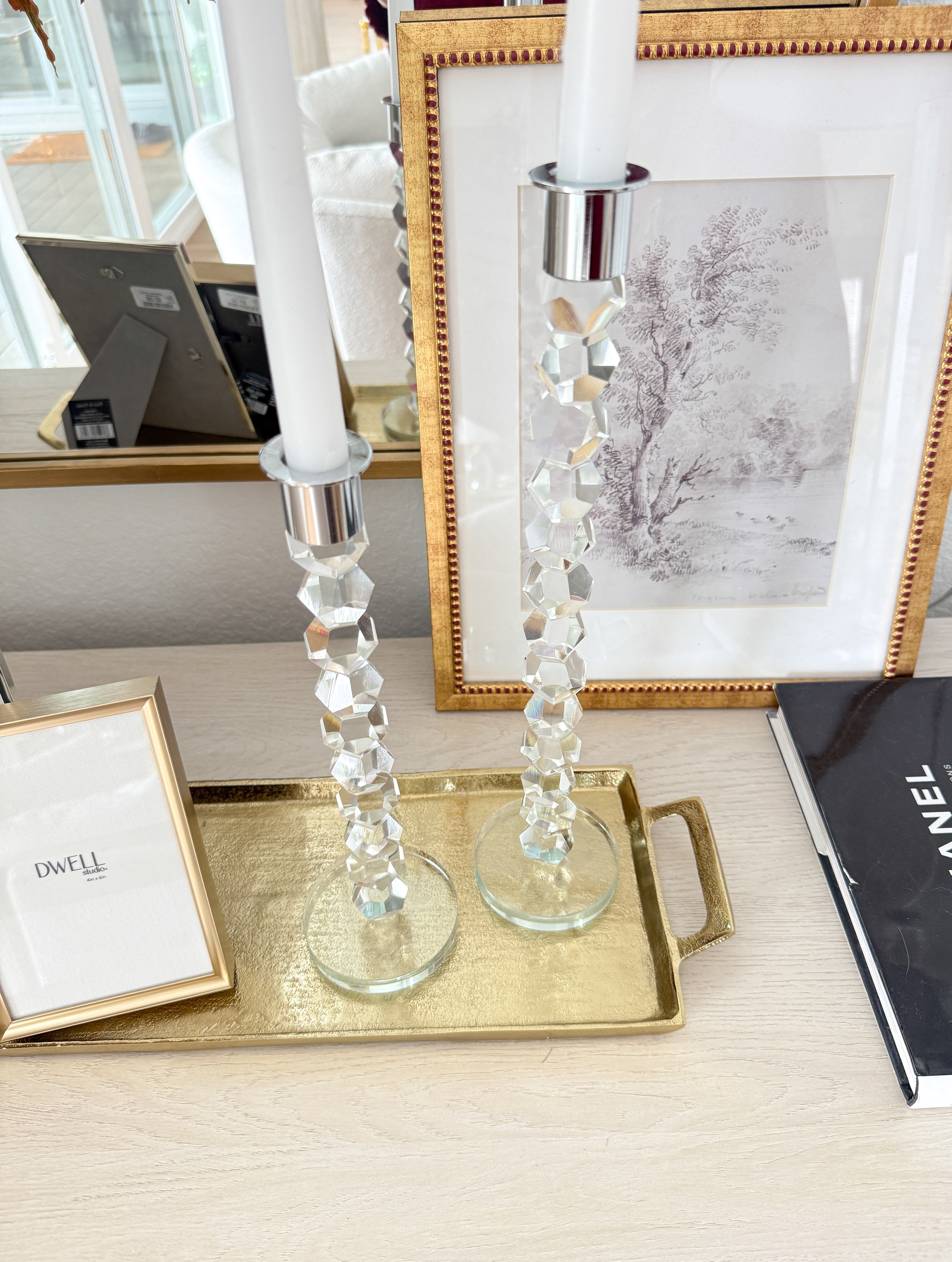 Crystal Diamond Candlestick with Silver Tip (Two Sizes)