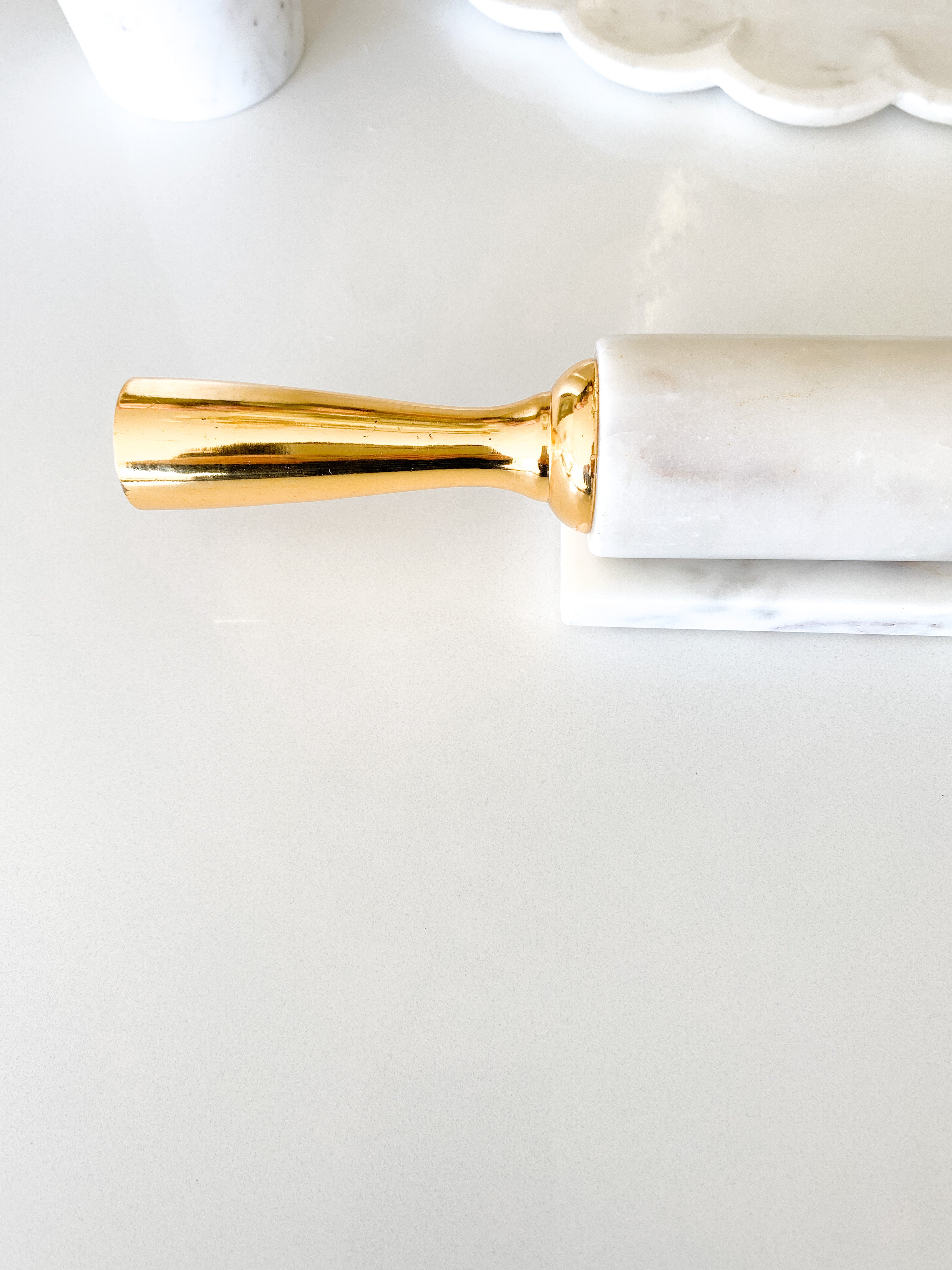 Marble Rolling Pin with Gold Handle