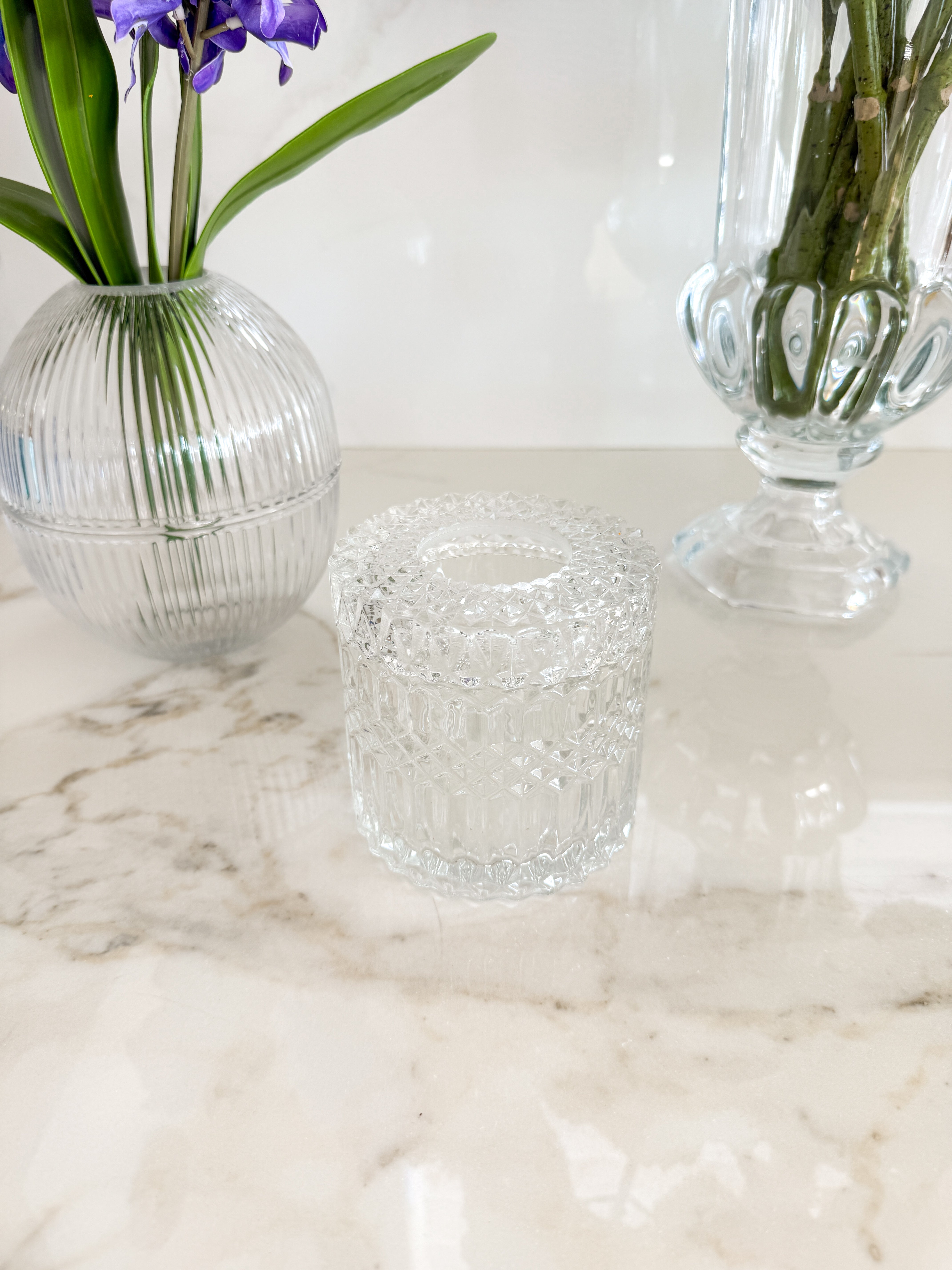 Textured Clear Glass Tissue Box Cover