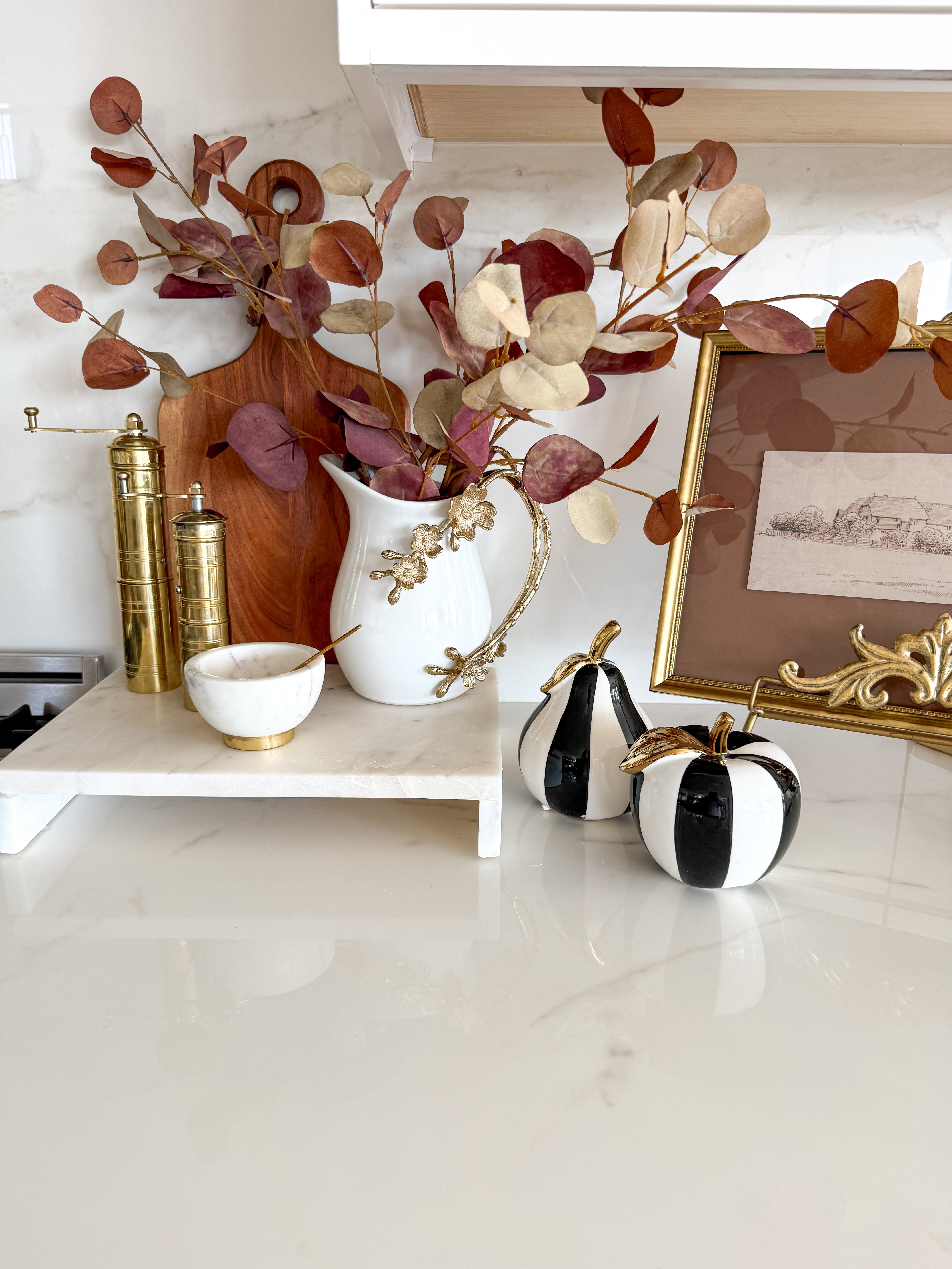 Black and White Striped Fruit Accent