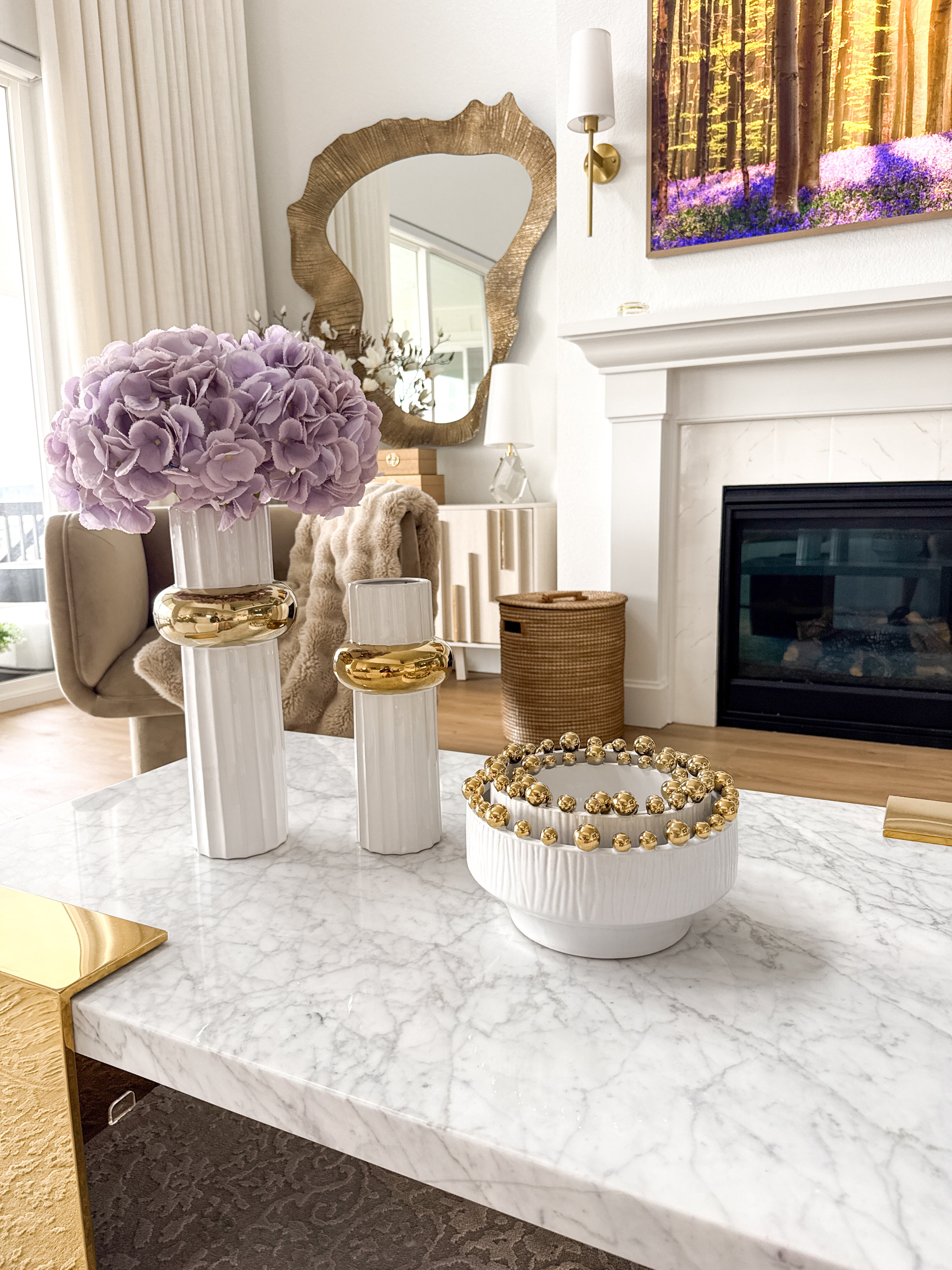 White Bowl with Gold Beaded Rim (Set of 3)