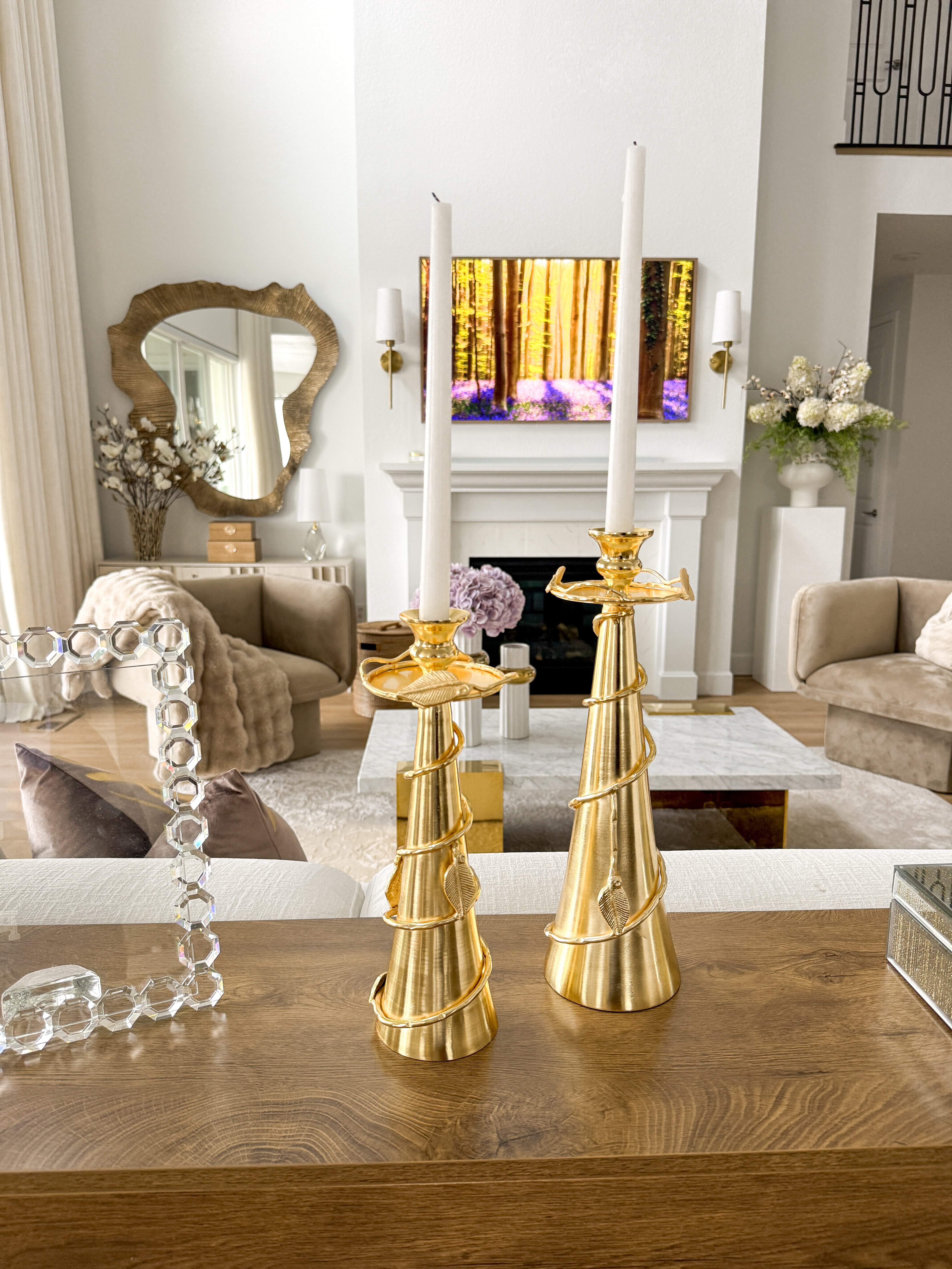 Gold Leaf Taper Candle Holder