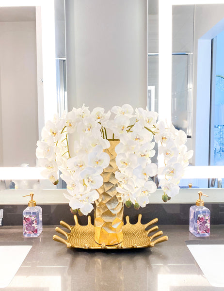 White Real Touch Orchid Stem (Pack of 3 Stems) | HTS DECOR