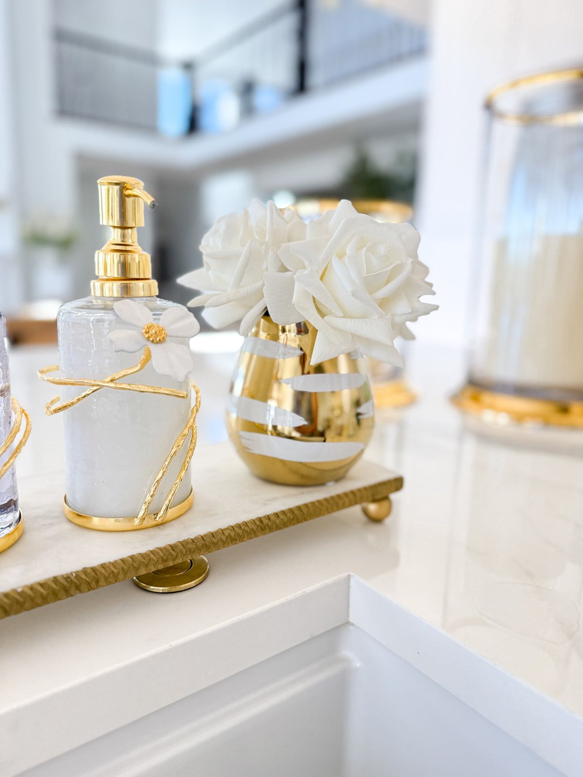Gold and White Bud Vase