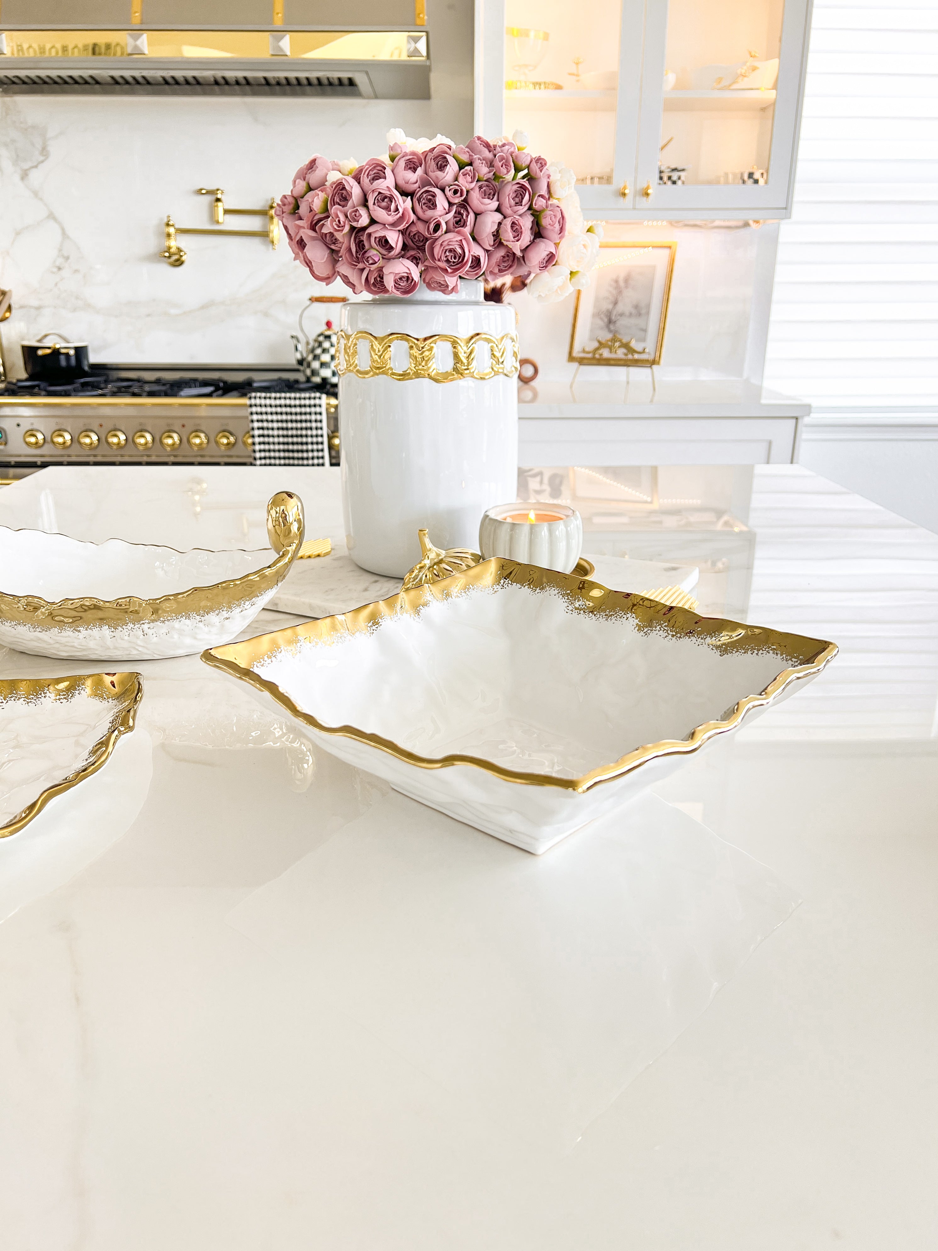 Gold Hammered Decorative Tray, Gold Fruit Tray , White & orders Gold Decorative Bowl