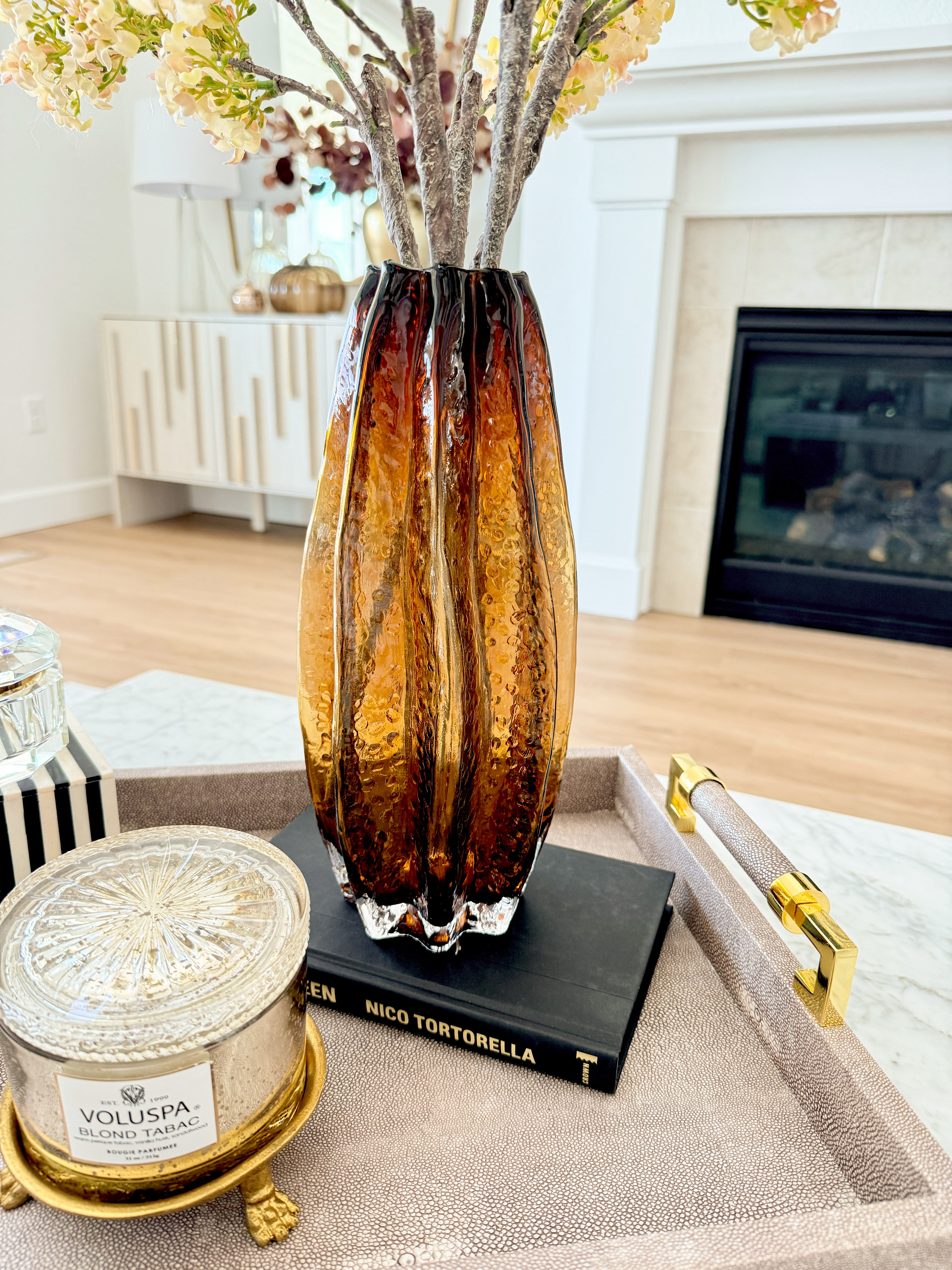 Amber Textured Flower Vase | HTS DECOR