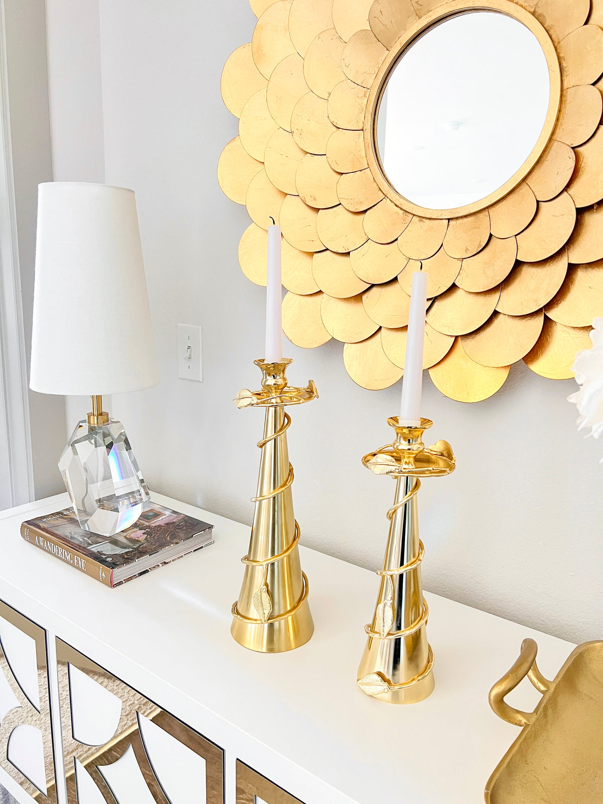 Gold Leaf Taper Candle Holder