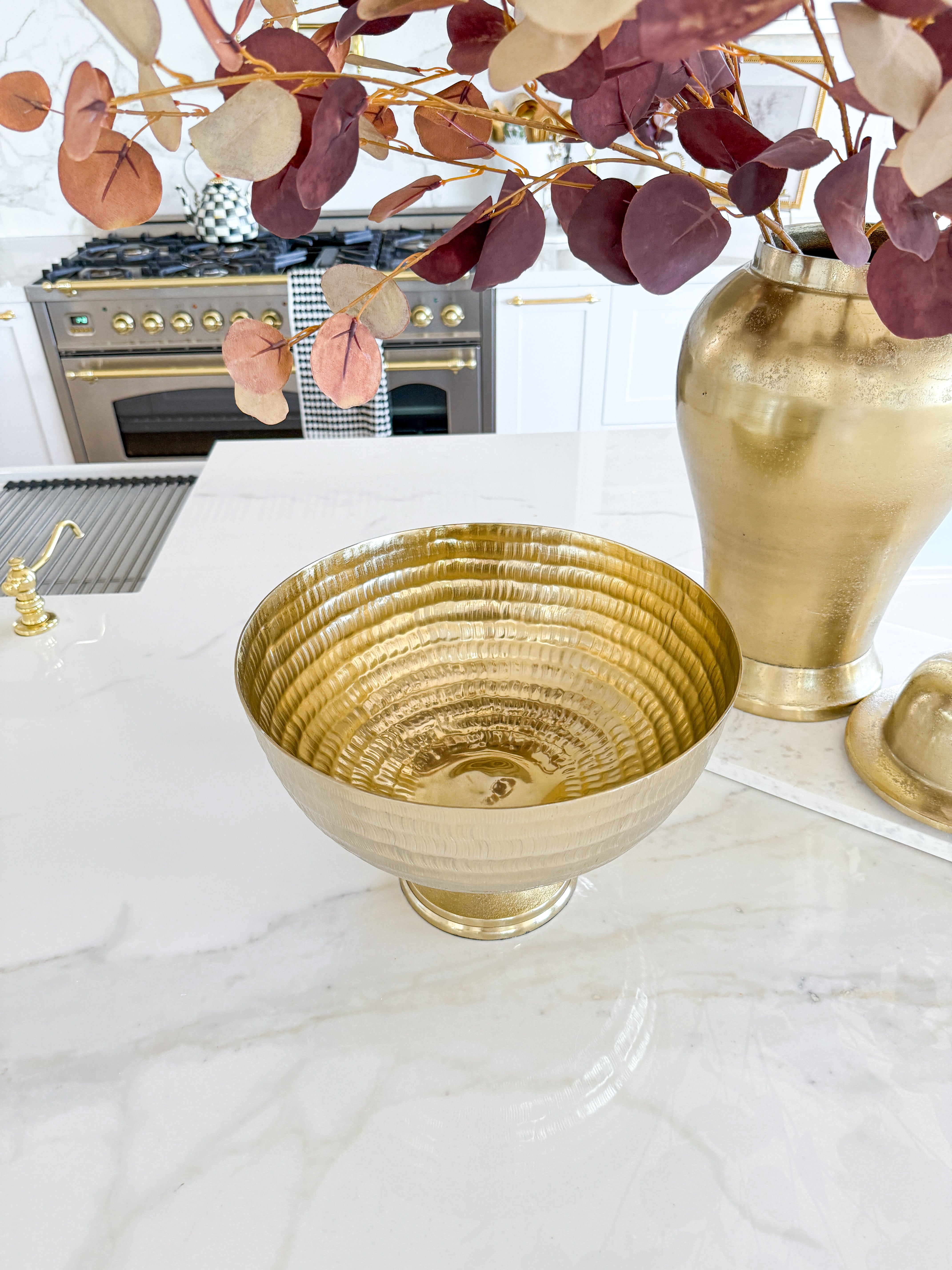 Gold Hammered Punch Bowl